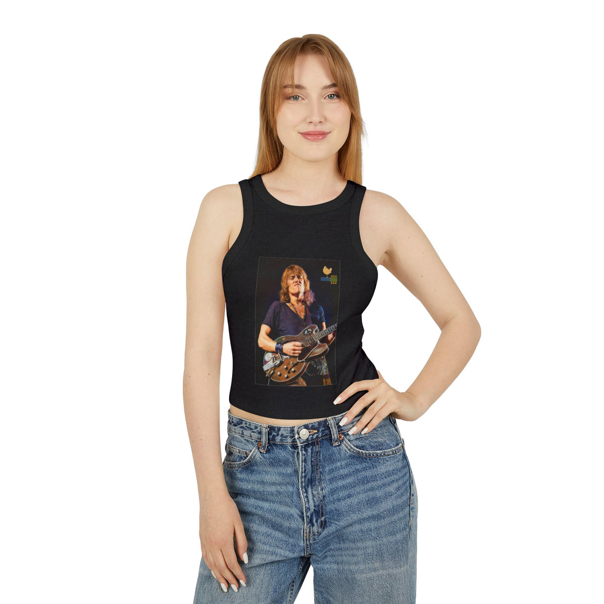 Alvin Lee at Woodstock Classic Rock Guitar Crop Racer Tank