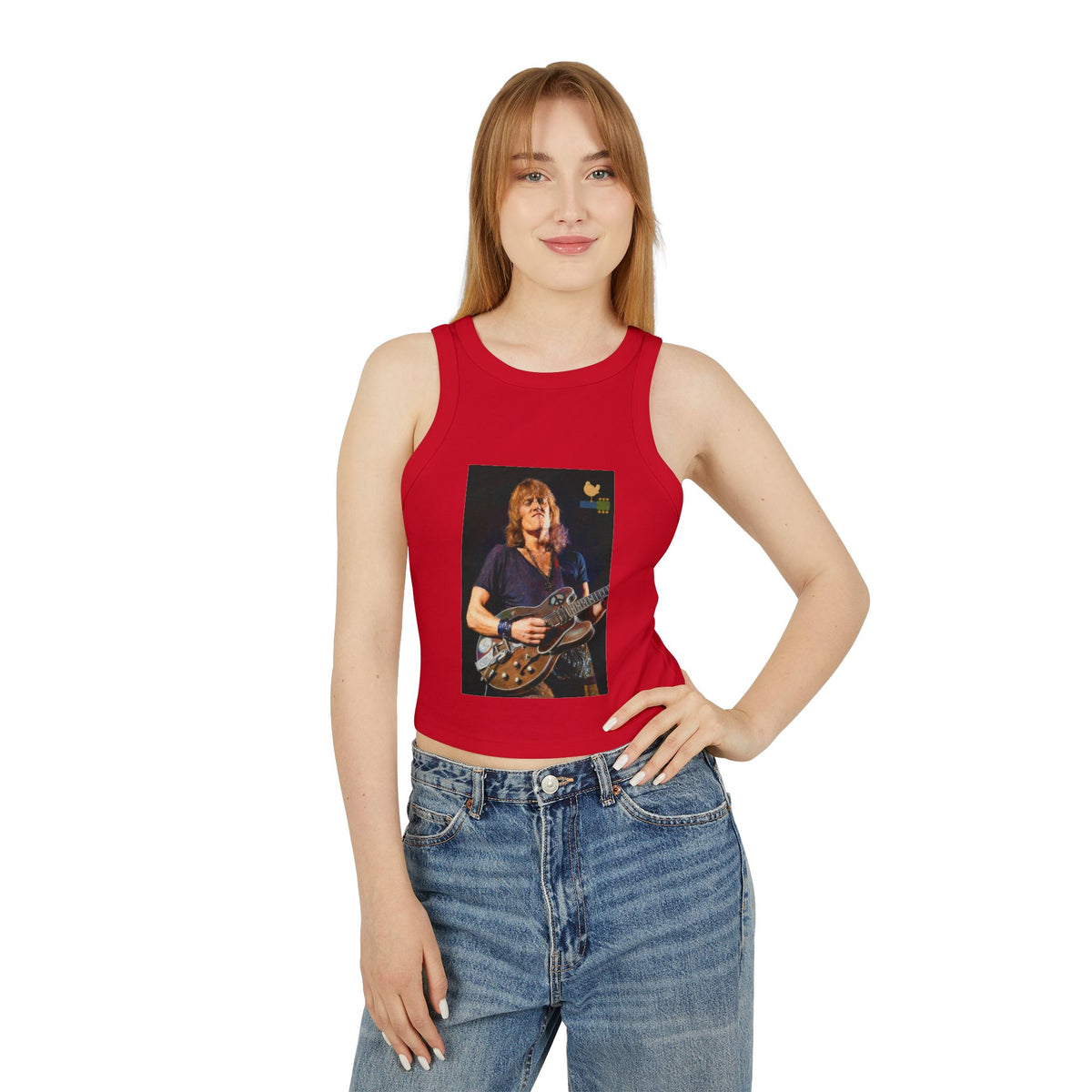 Alvin Lee at Woodstock Classic Rock Guitar Crop Racer Tank