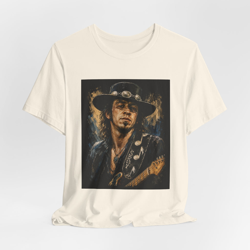 Blues Guitarist Graphic Tee – Retro Rock Musician Portrait T-Shirt