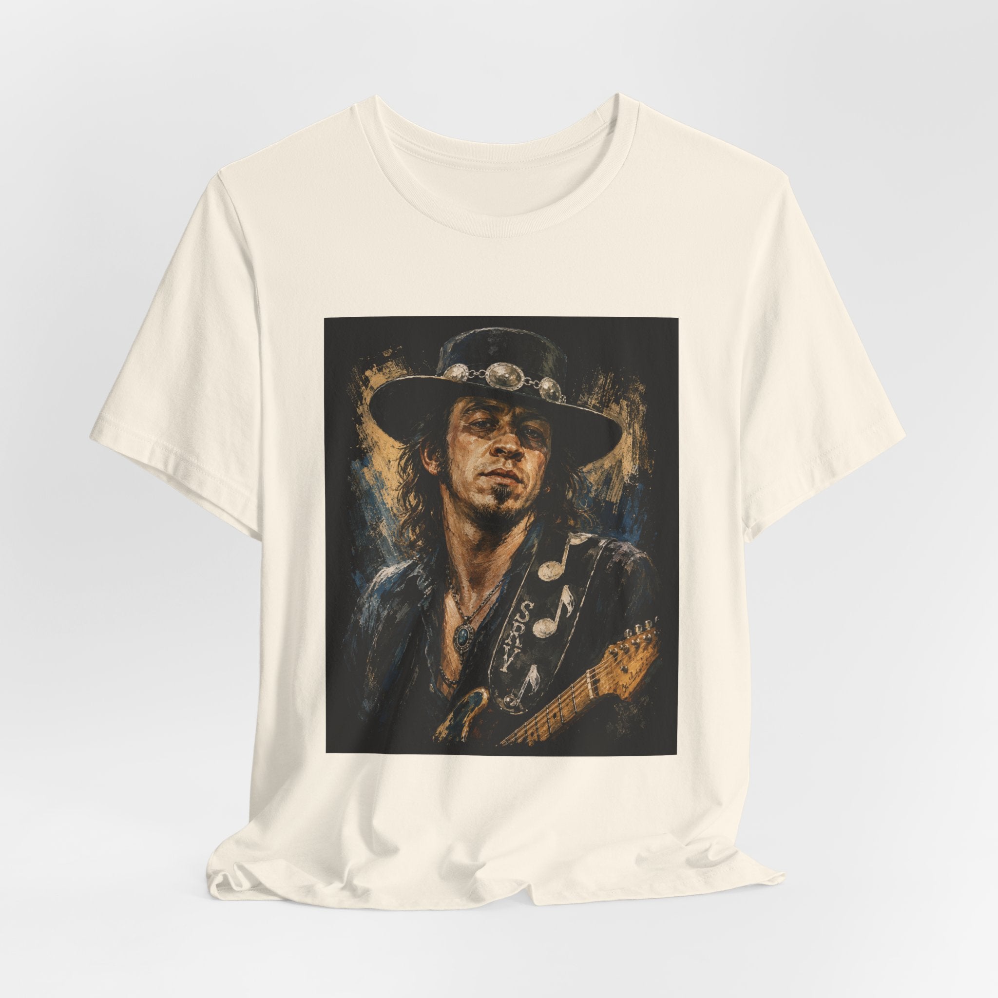 Blues Guitarist Graphic Tee – Retro Rock Musician Portrait T-Shirt
