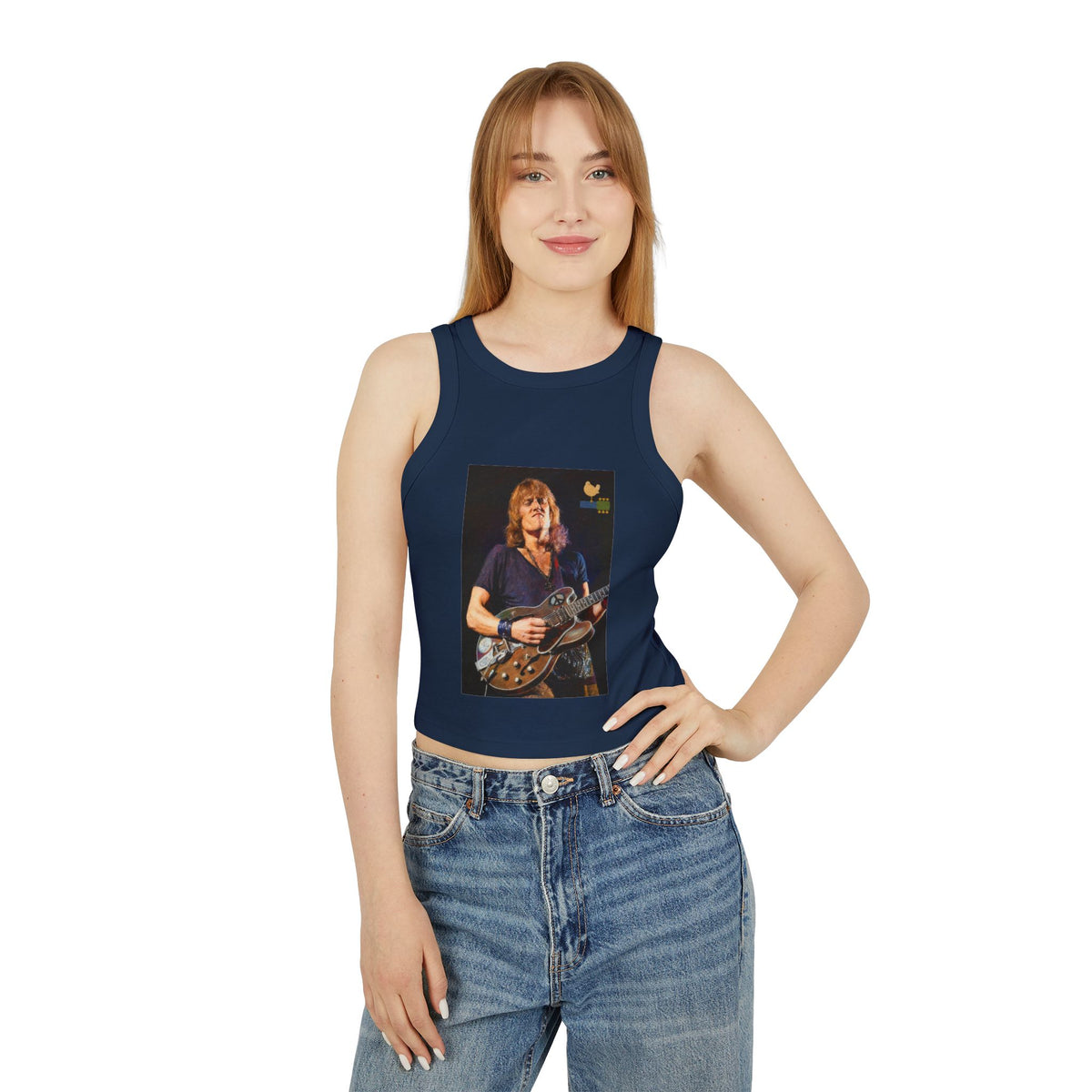Alvin Lee at Woodstock Classic Rock Guitar Crop Racer Tank