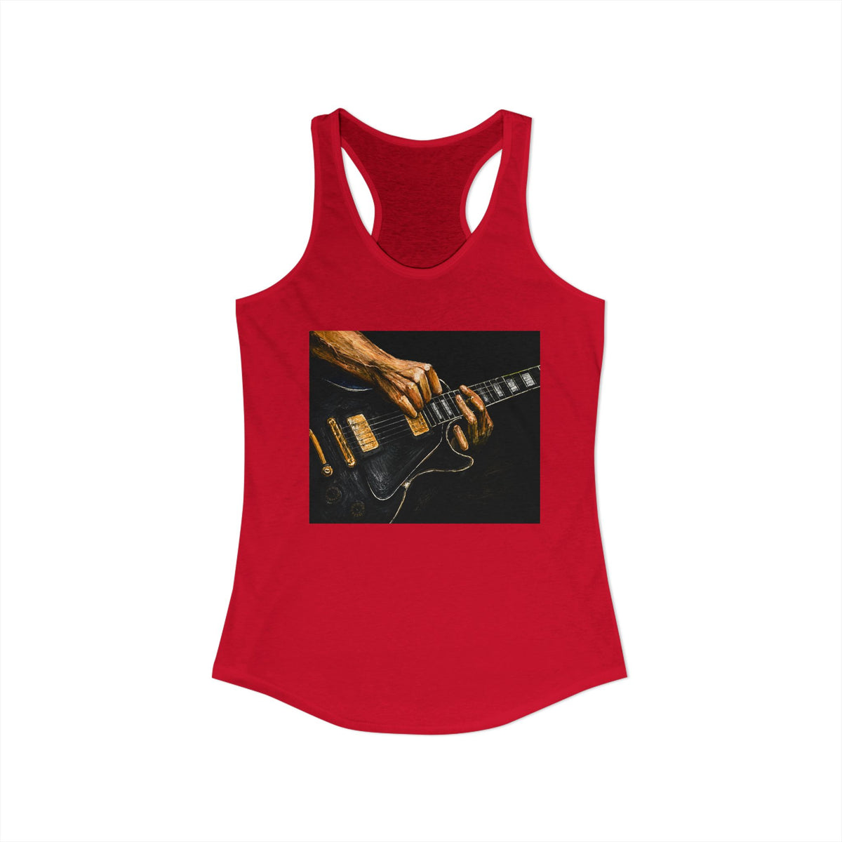 Rock Guitarist Hands on Les Paul Women's Ideal Racerback Tank