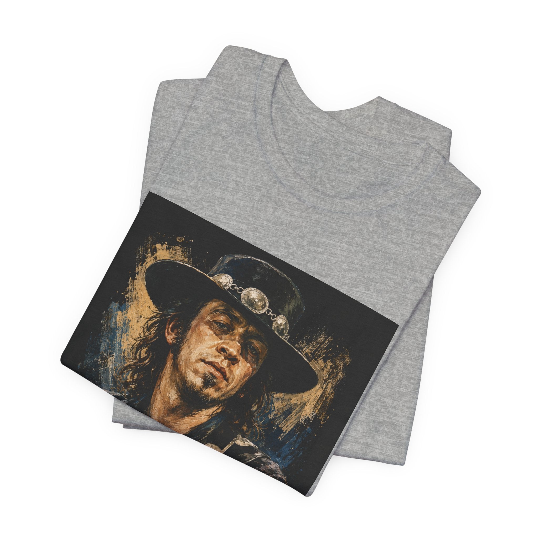 Blues Guitarist Graphic Tee – Retro Rock Musician Portrait T-Shirt