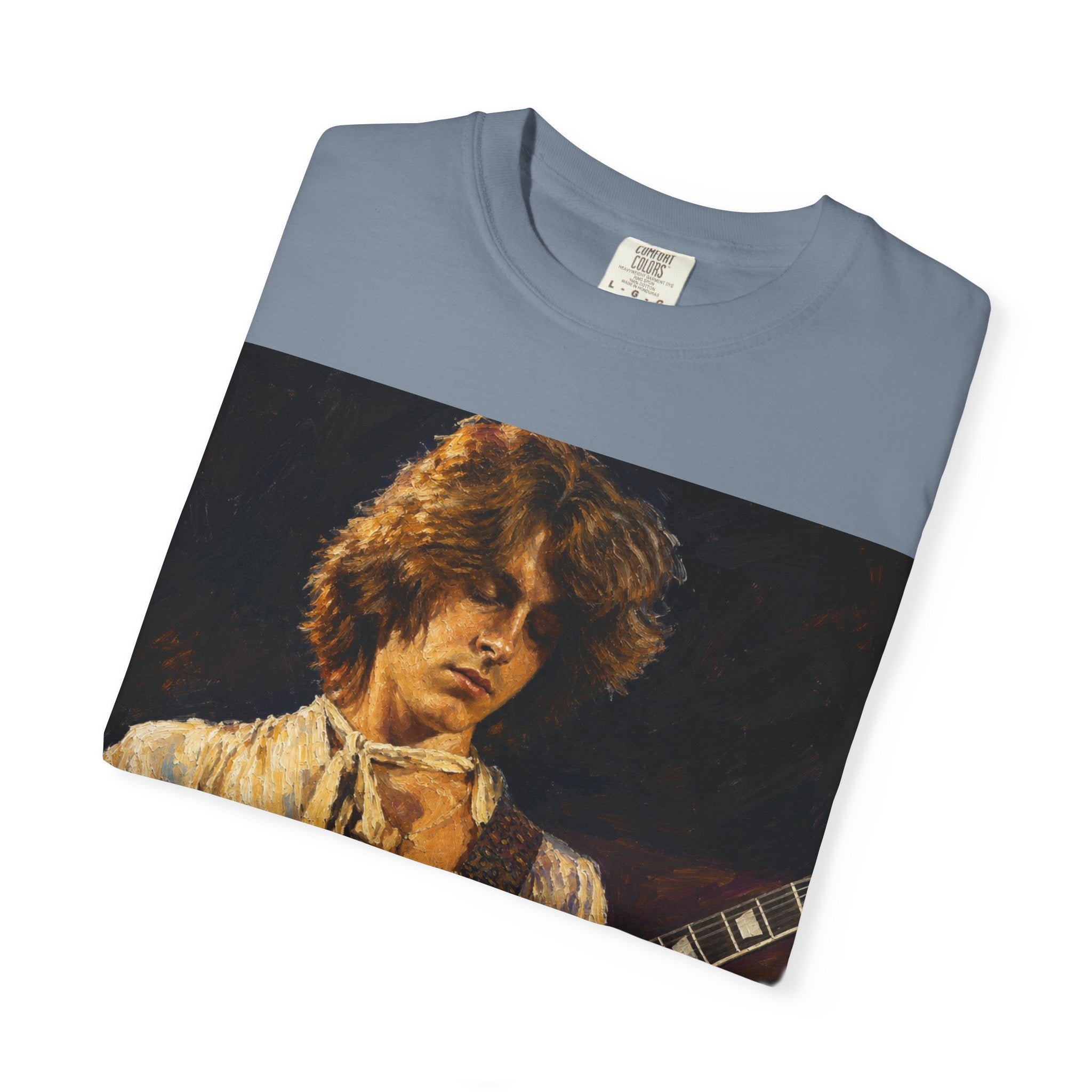 Guitarist Portrait T‑Shirt — Vintage Rock Artwork (Tim Cosgriff Art)