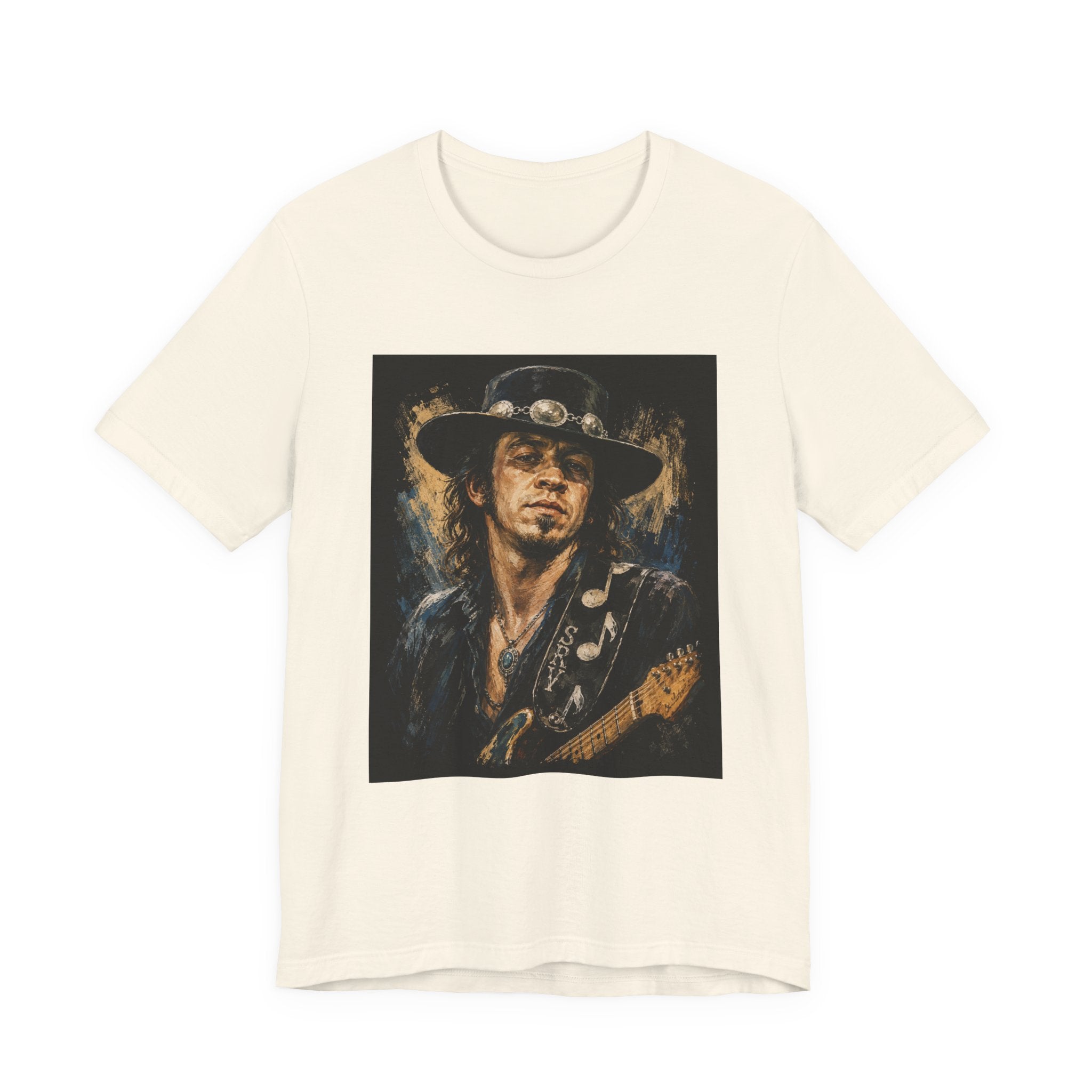 Blues Guitarist Graphic Tee – Retro Rock Musician Portrait T-Shirt