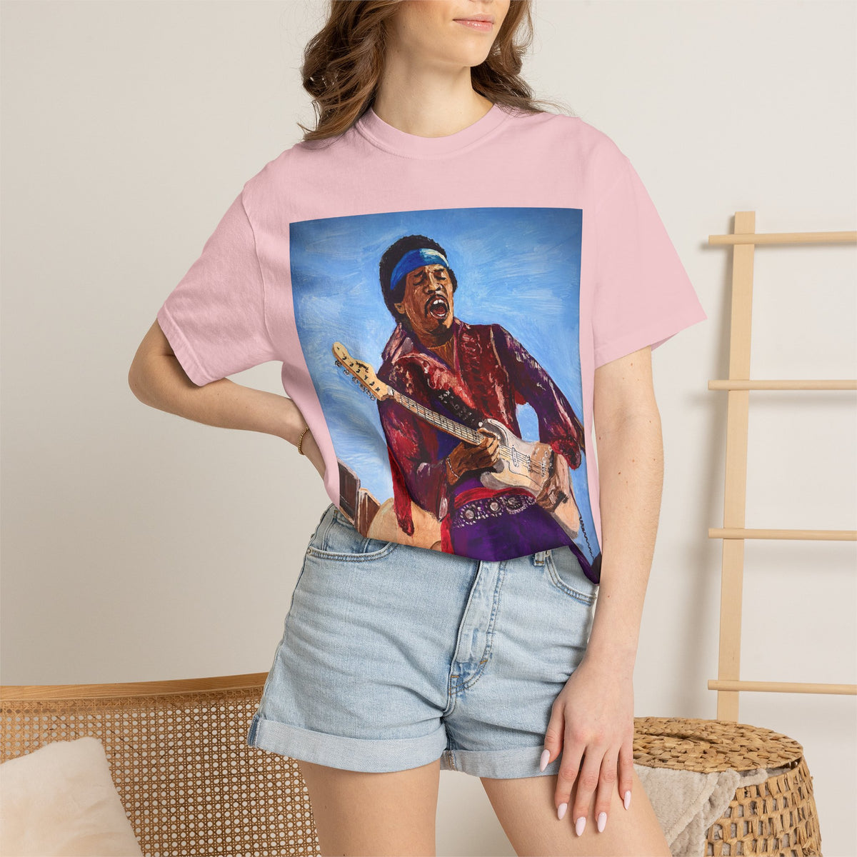 Jimi Hendrix Inspired Oil Painting Tribute T Shirt