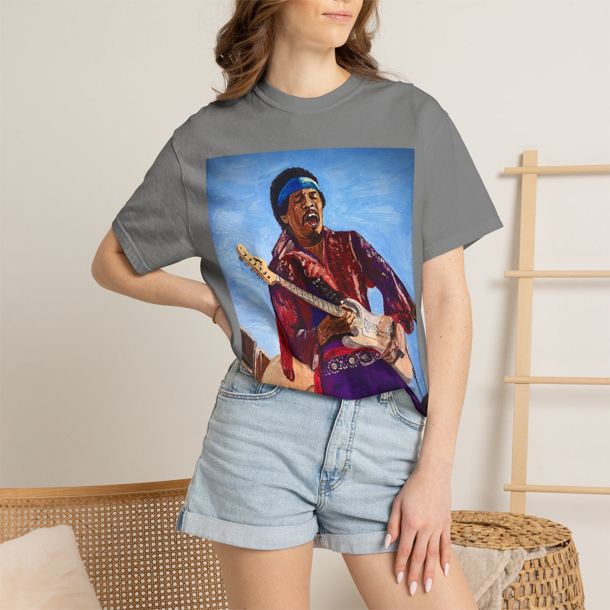 Jimi Hendrix Inspired Oil Painting Tribute T Shirt