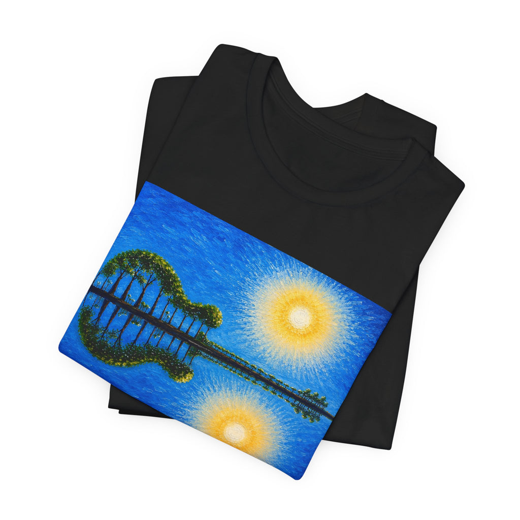 Copy of Guitar Island Sunset T‑Shirt  Reflective Tropical Music Art Tee