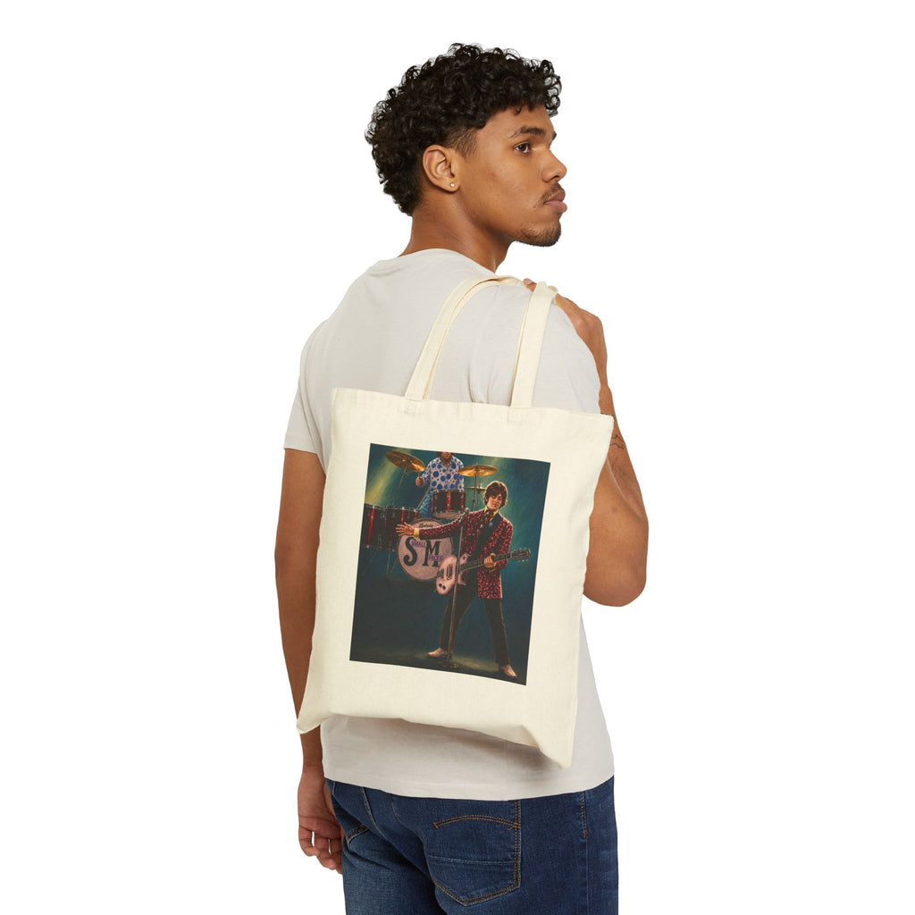 Vintage Rock Band Tote Bag – 'SM' Drummer & Guitarist Canvas Tote