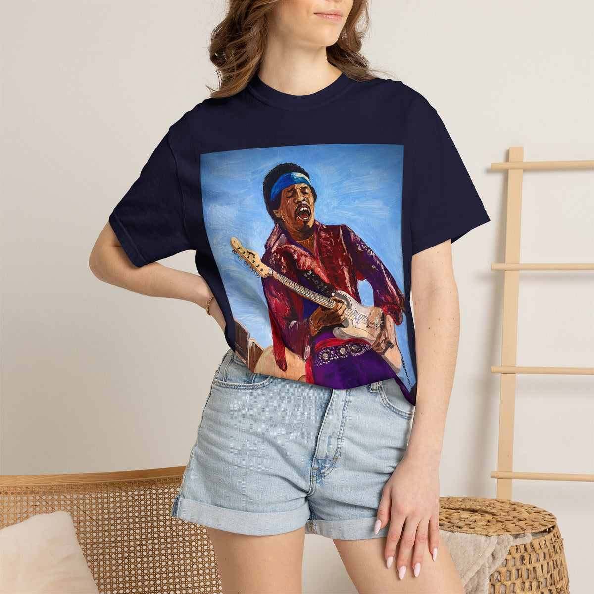 Jimi Hendrix Inspired Oil Painting Tribute T Shirt