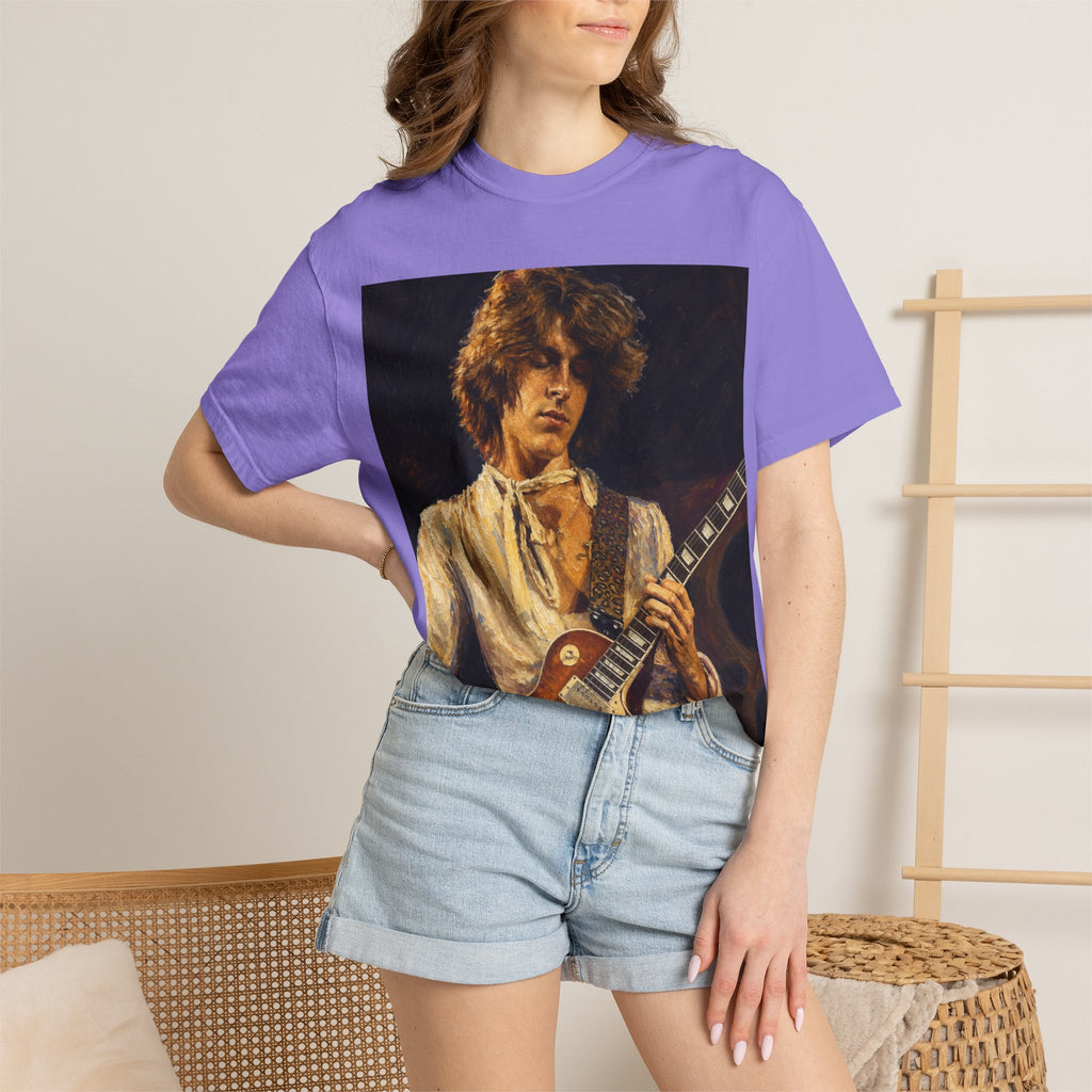 Guitarist Portrait T‑Shirt — Vintage Rock Artwork (Tim Cosgriff Art)