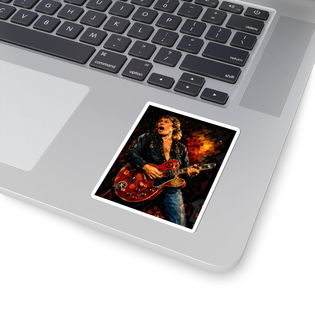 Rock Guitarist Kiss-Cut Sticker — Vintage Concert Art Sticker