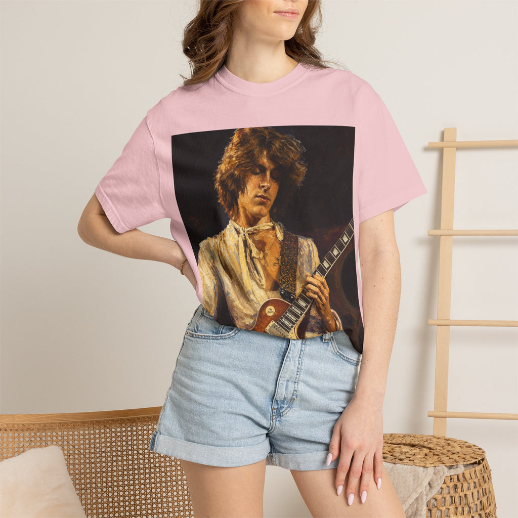 Guitarist Portrait T‑Shirt — Vintage Rock Artwork (Tim Cosgriff Art)