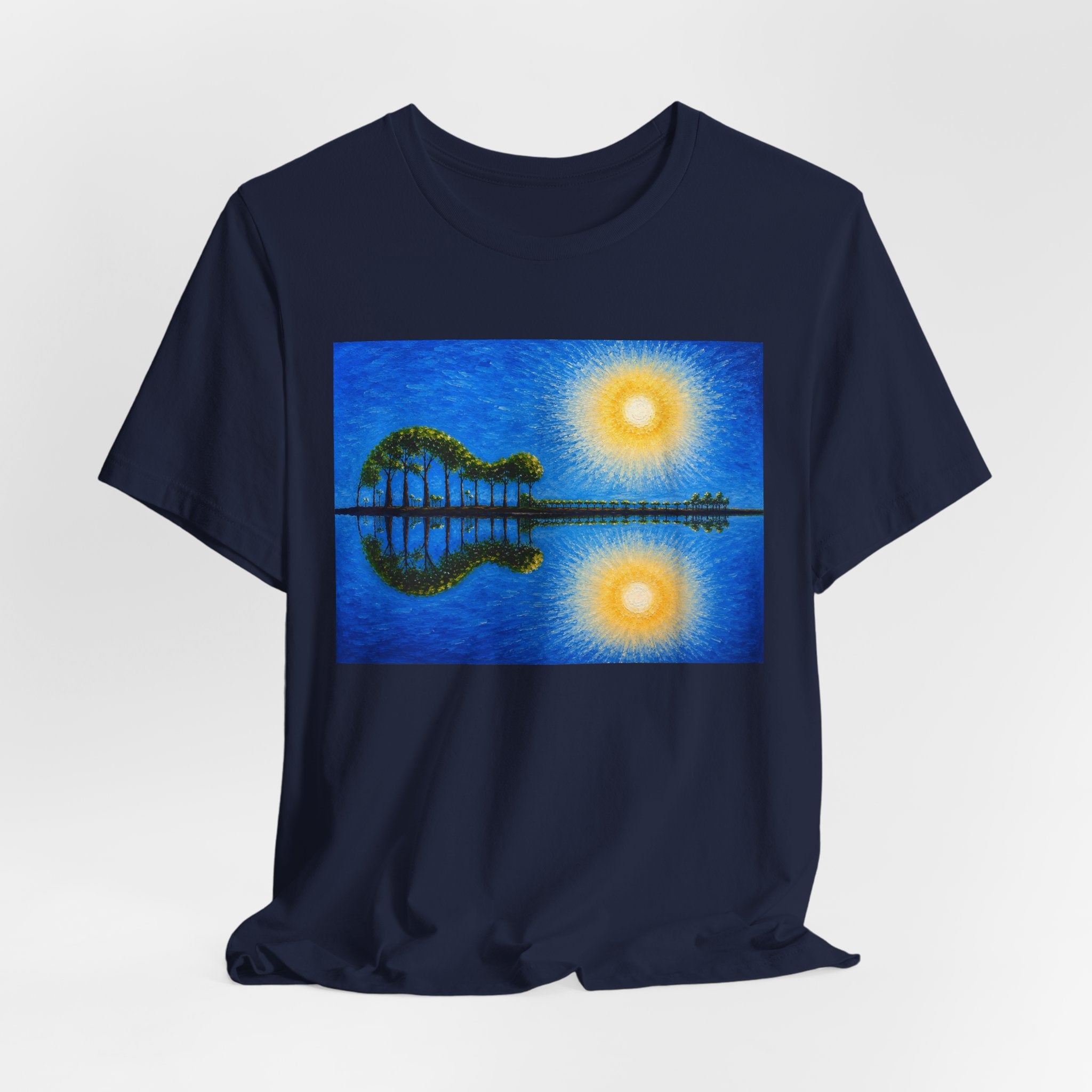 Copy of Guitar Island Sunset T‑Shirt  Reflective Tropical Music Art Tee