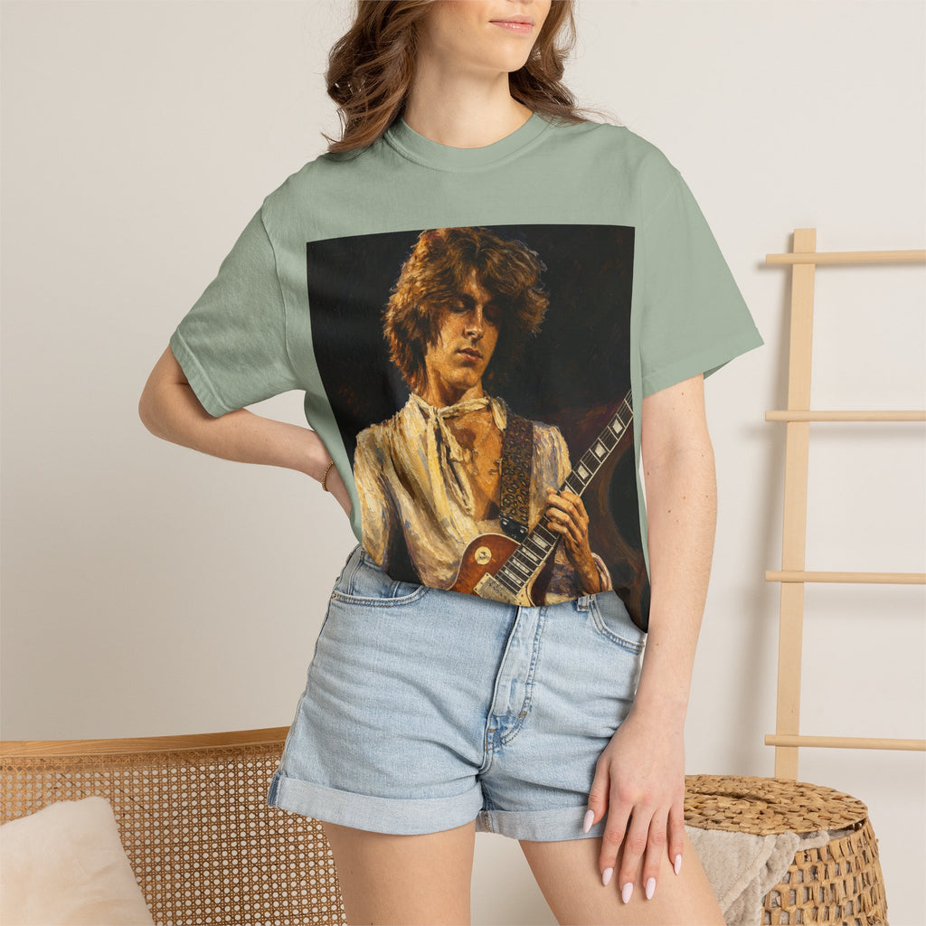 Guitarist Portrait T‑Shirt — Vintage Rock Artwork (Tim Cosgriff Art)