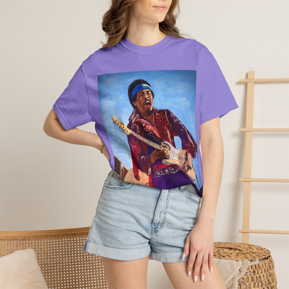 Jimi Hendrix Inspired Oil Painting Tribute T Shirt