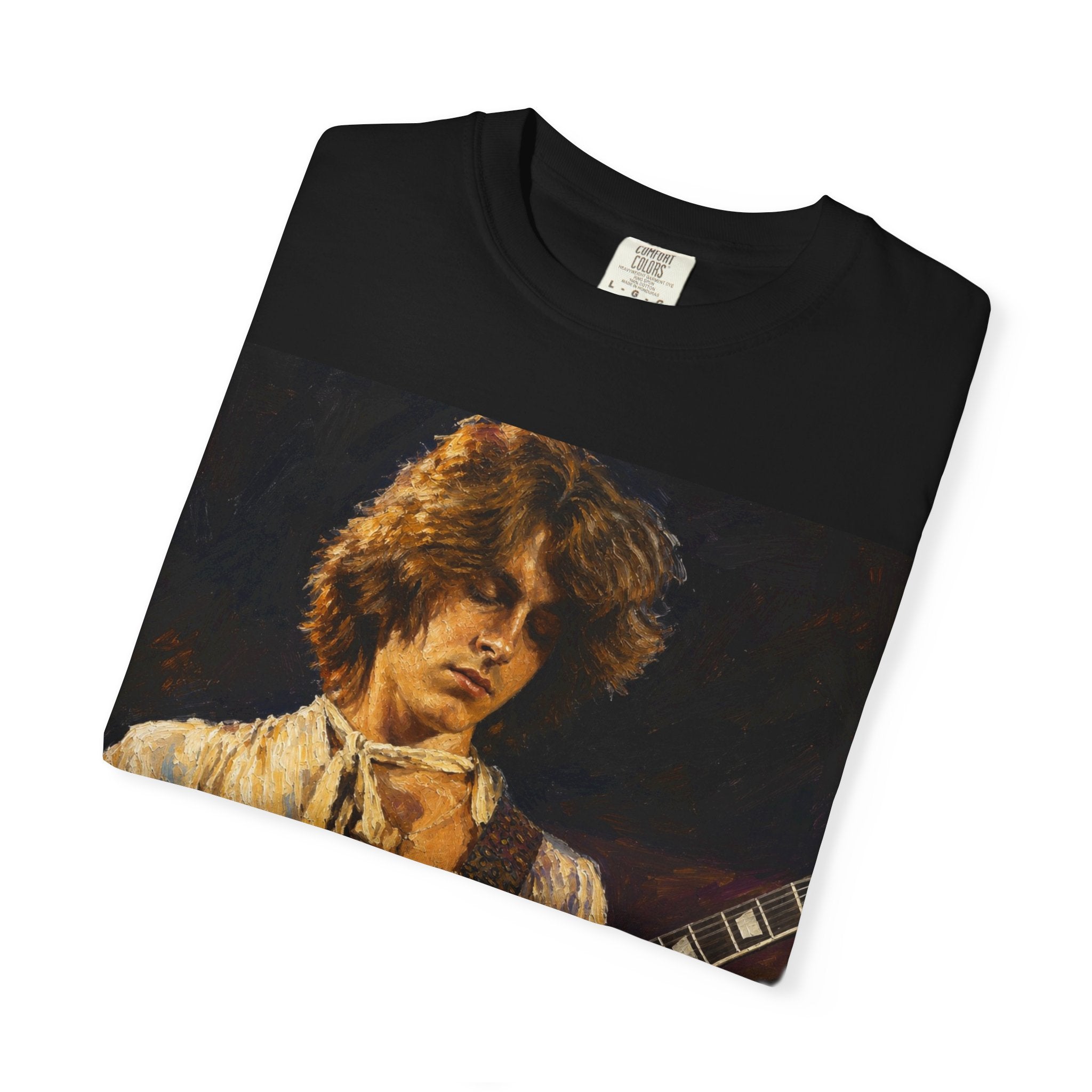 Guitarist Portrait T‑Shirt — Vintage Rock Artwork (Tim Cosgriff Art)