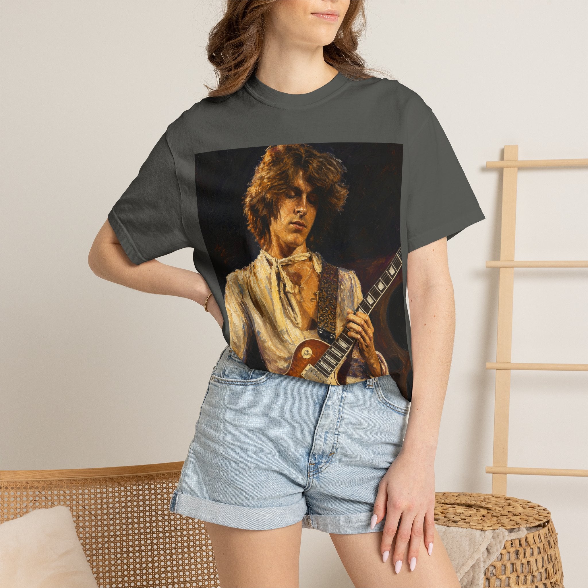 Guitarist Portrait T‑Shirt — Vintage Rock Artwork (Tim Cosgriff Art)