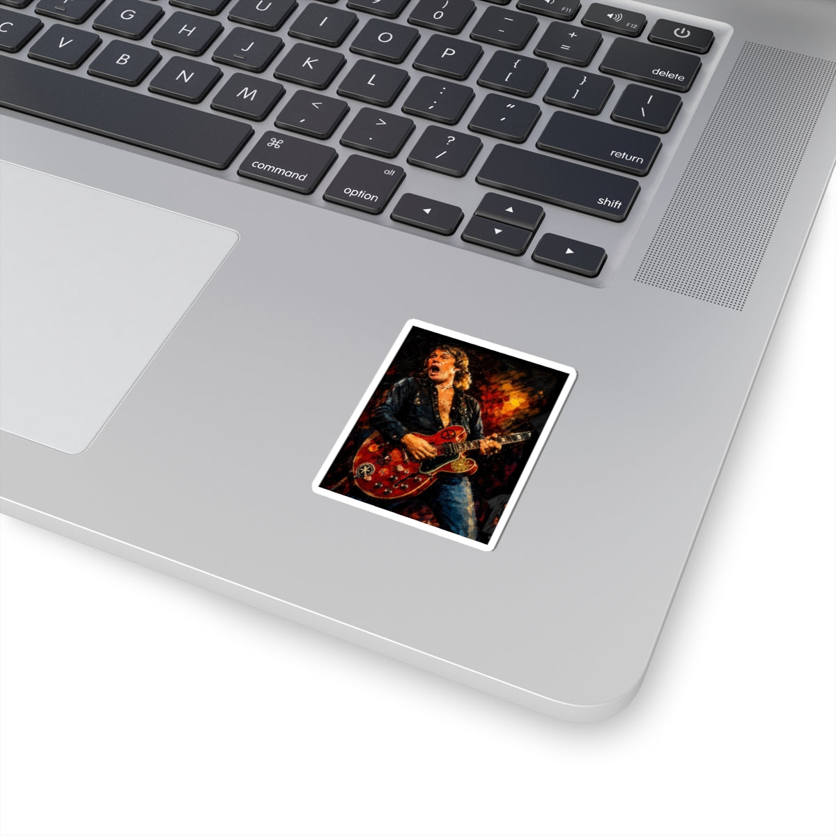 Rock Guitarist Kiss-Cut Sticker — Vintage Concert Art Sticker