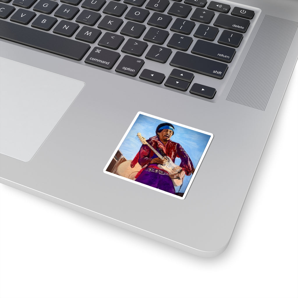 Jimi Hendrix Guitarist Kiss-Cut Sticker — Vintage Rock Music Decal