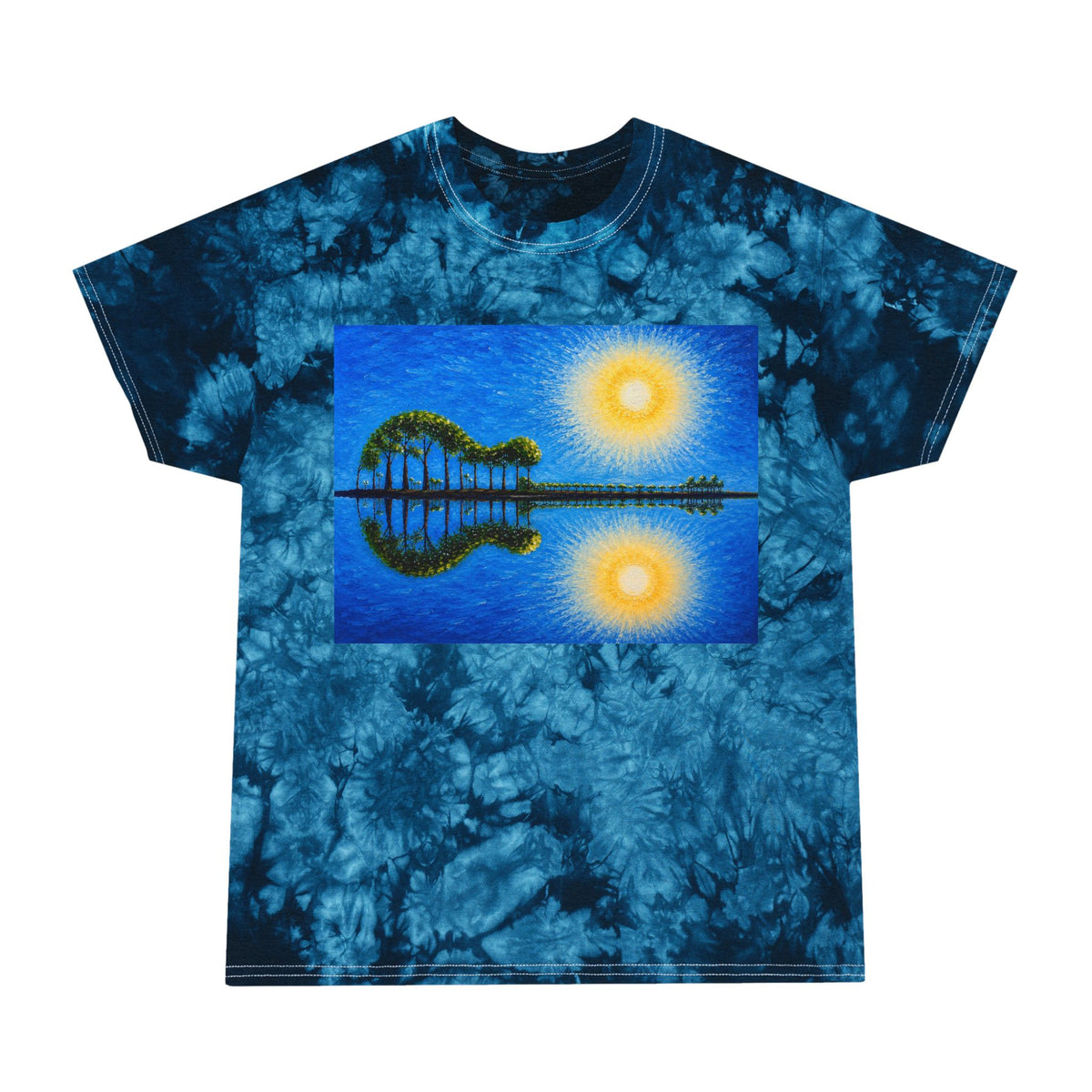 ES335 Guitar Tie Dye Tee with Sunrise Reflection Original Artwork