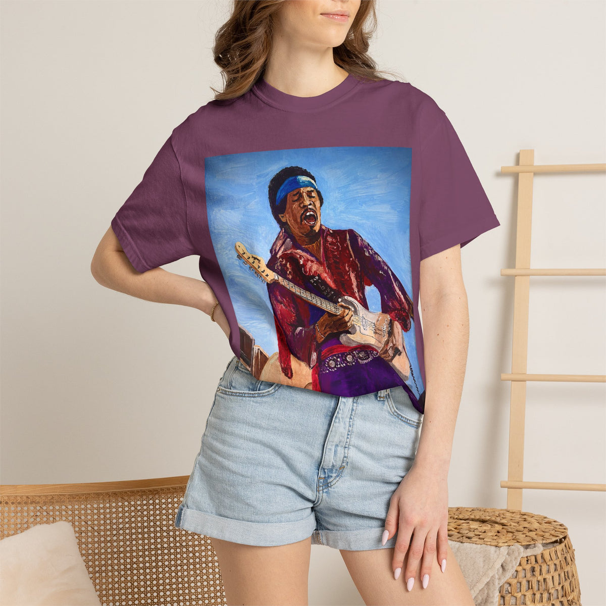 Jimi Hendrix Inspired Oil Painting Tribute T Shirt