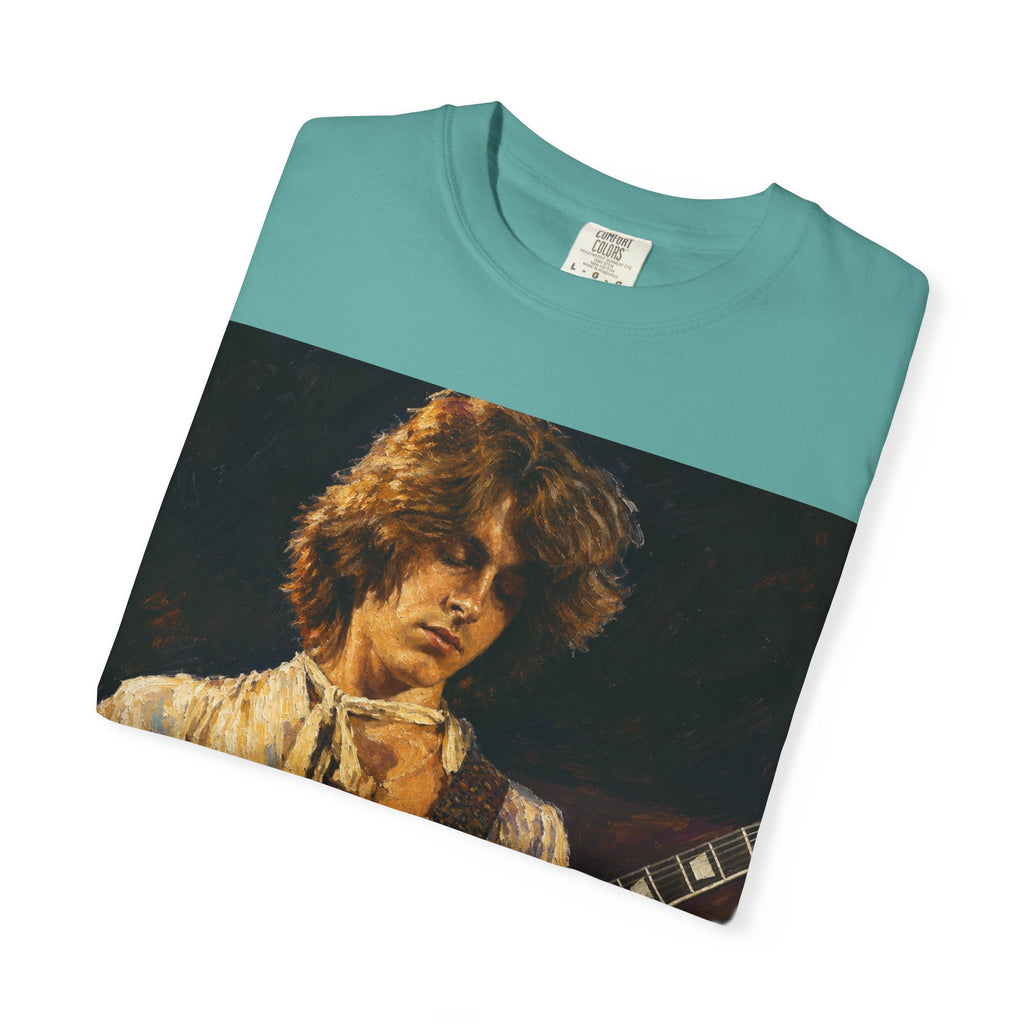 Guitarist Portrait T‑Shirt — Vintage Rock Artwork (Tim Cosgriff Art)