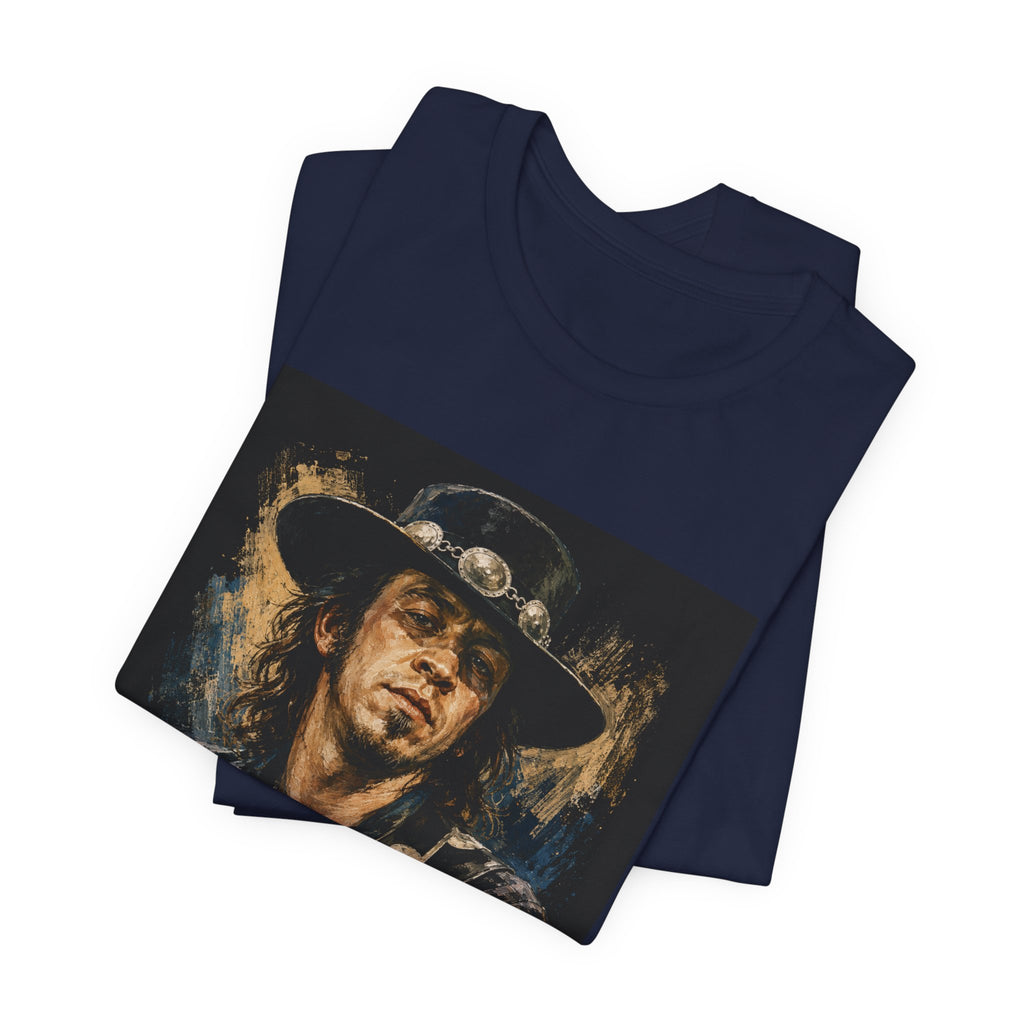 Blues Guitarist Graphic Tee – Retro Rock Musician Portrait T-Shirt