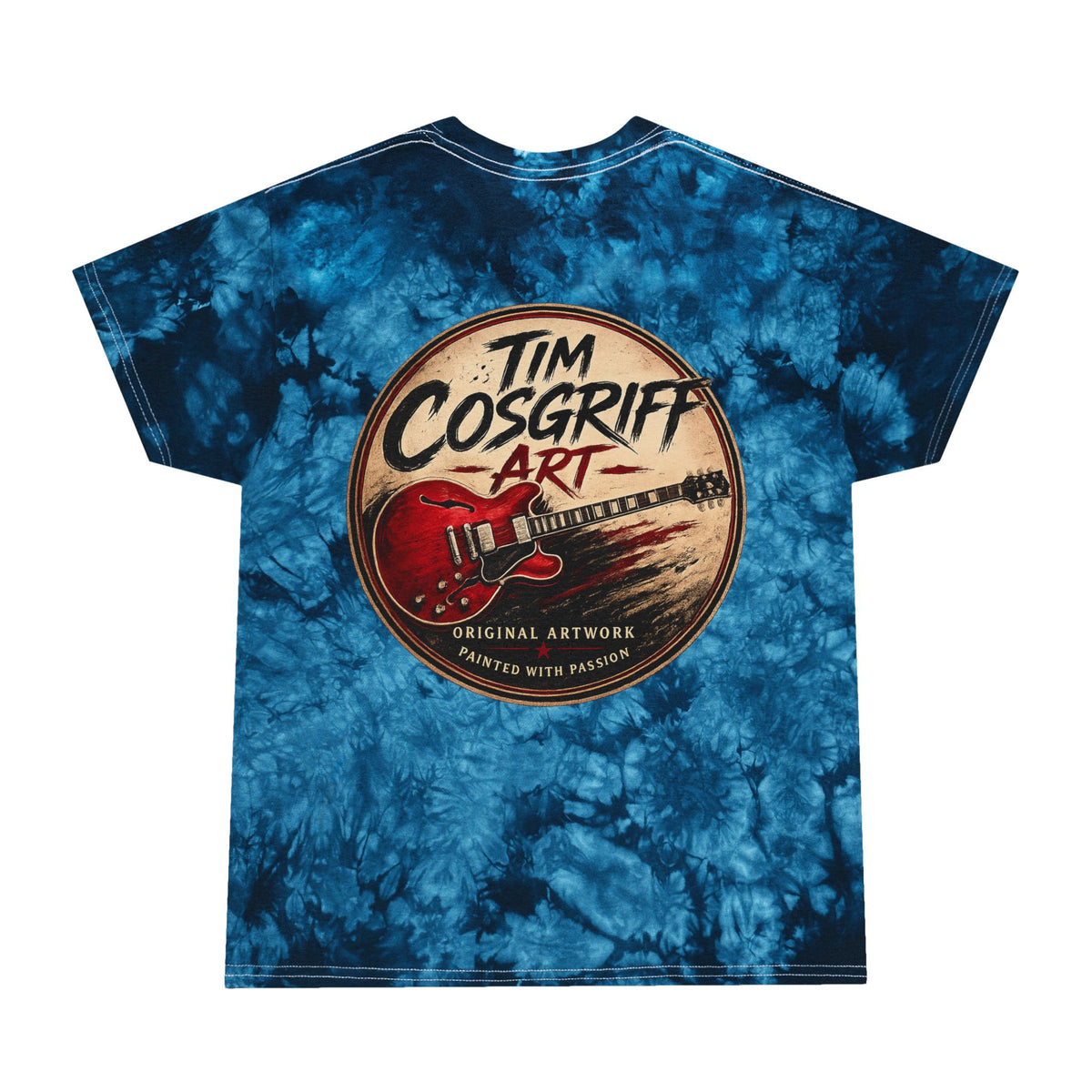 ES335 Guitar Tie Dye Tee with Sunrise Reflection Original Artwork