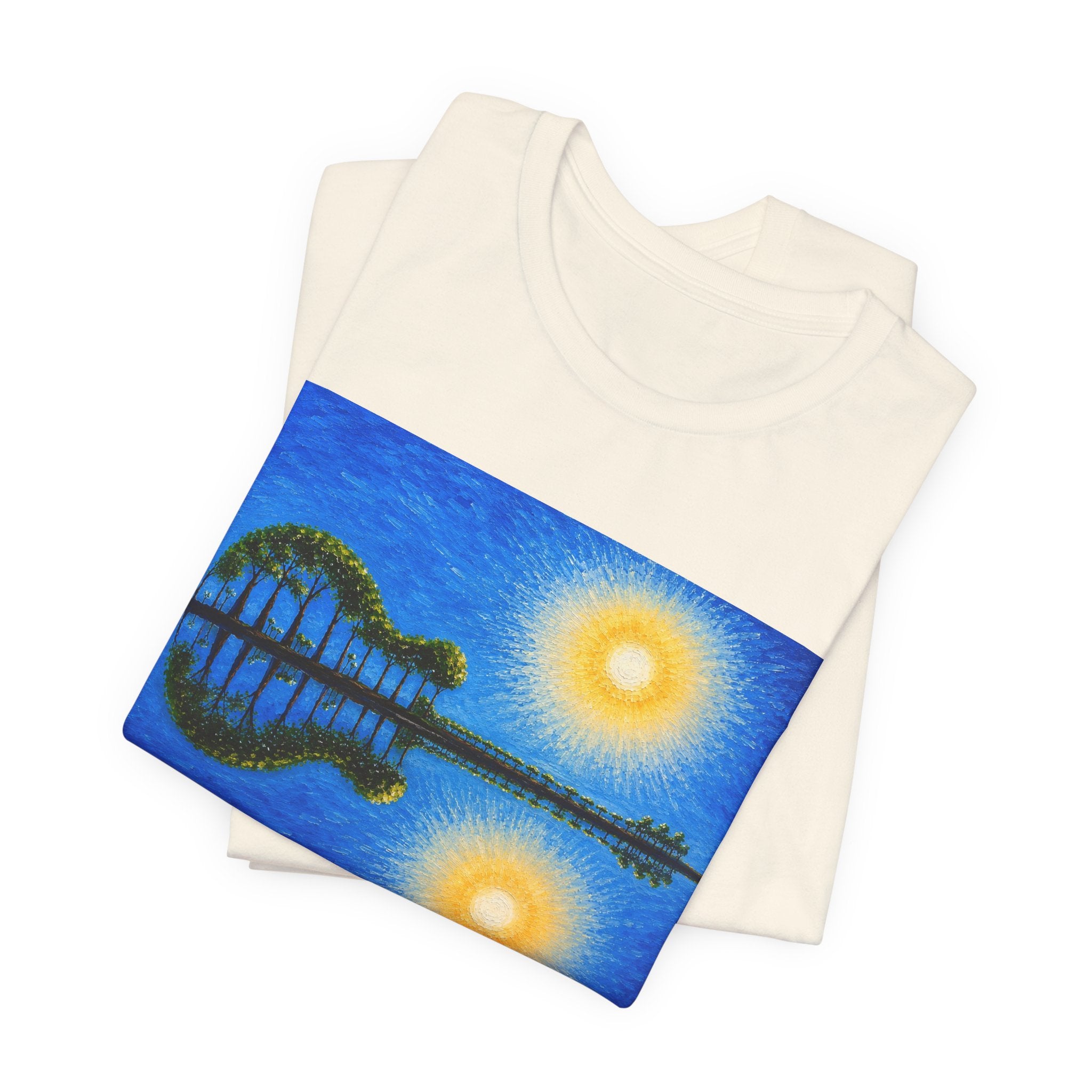 Copy of Guitar Island Sunset T‑Shirt  Reflective Tropical Music Art Tee