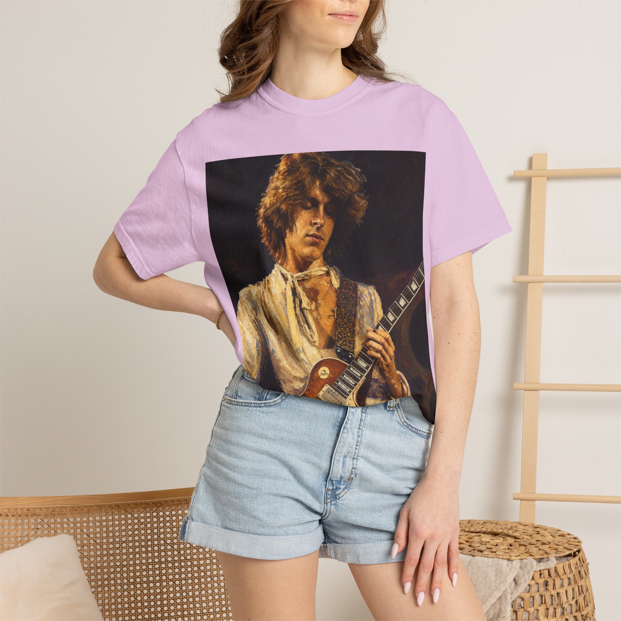 Guitarist Portrait T‑Shirt — Vintage Rock Artwork (Tim Cosgriff Art)