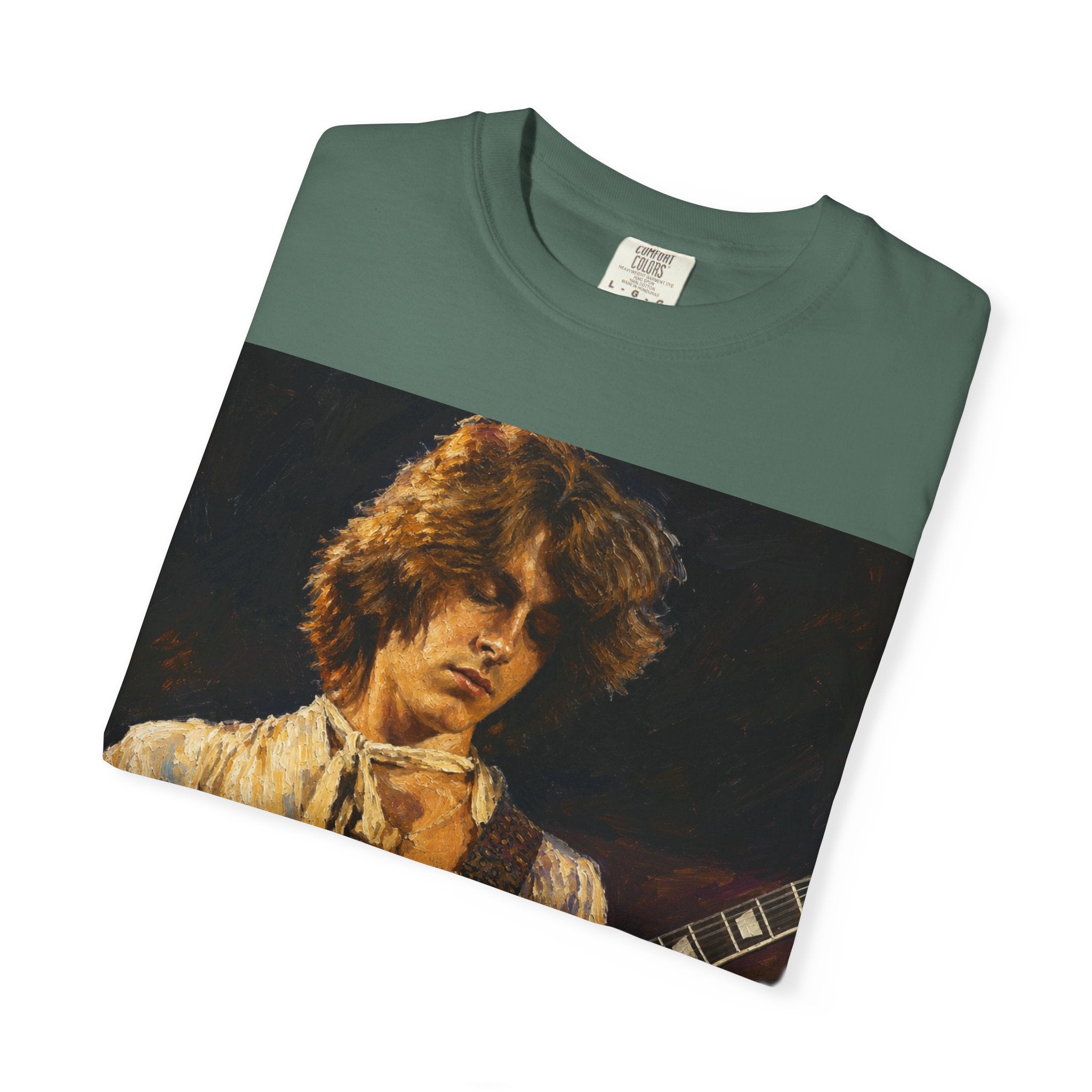 Guitarist Portrait T‑Shirt — Vintage Rock Artwork (Tim Cosgriff Art)