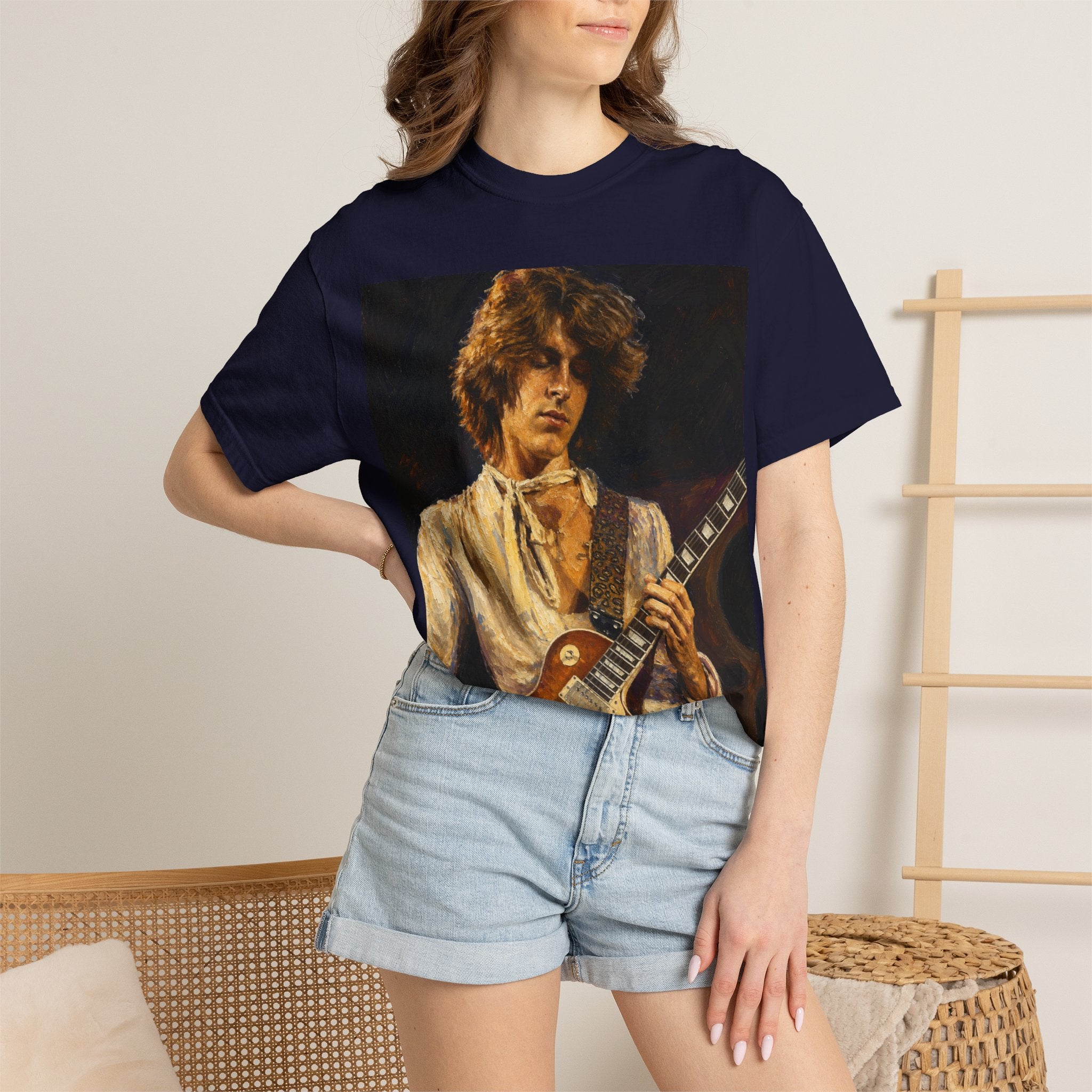 Guitarist Portrait T‑Shirt — Vintage Rock Artwork (Tim Cosgriff Art)