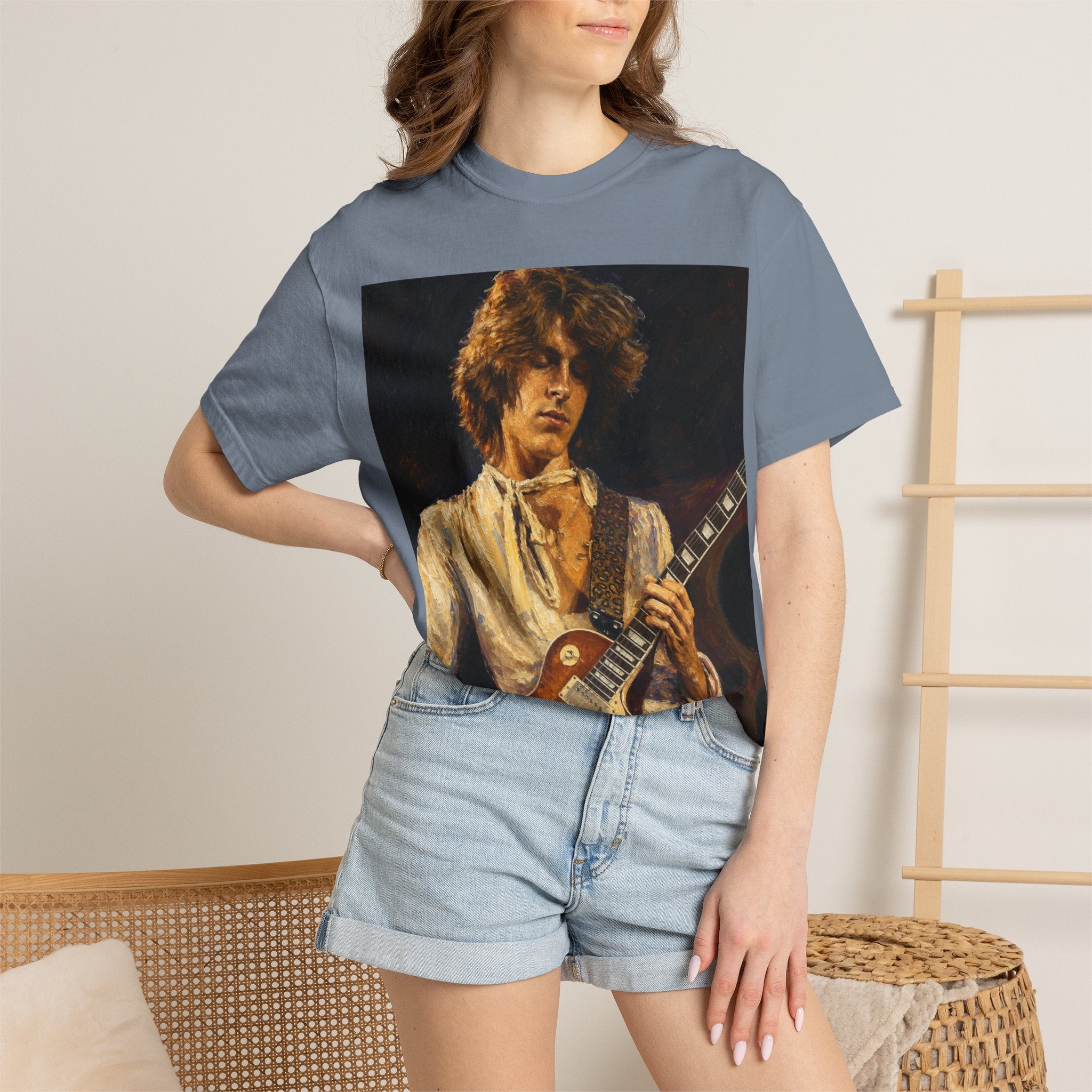 Guitarist Portrait T‑Shirt — Vintage Rock Artwork (Tim Cosgriff Art)