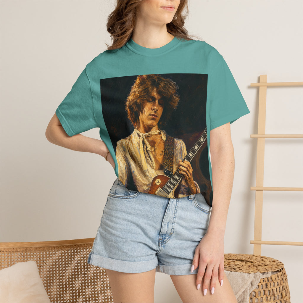 Guitarist Portrait T‑Shirt — Vintage Rock Artwork (Tim Cosgriff Art)