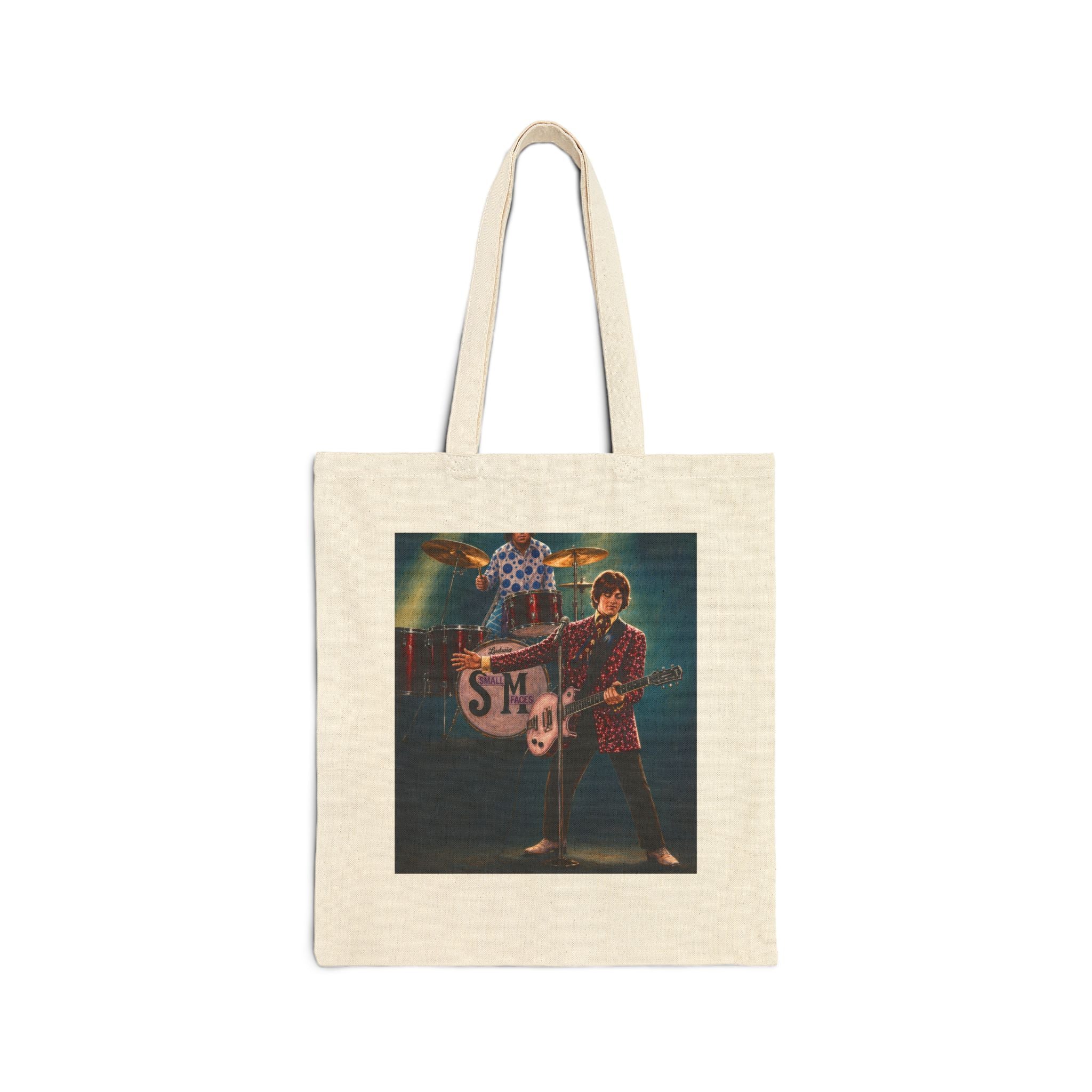 Vintage Rock Band Tote Bag – 'SM' Drummer & Guitarist Canvas Tote
