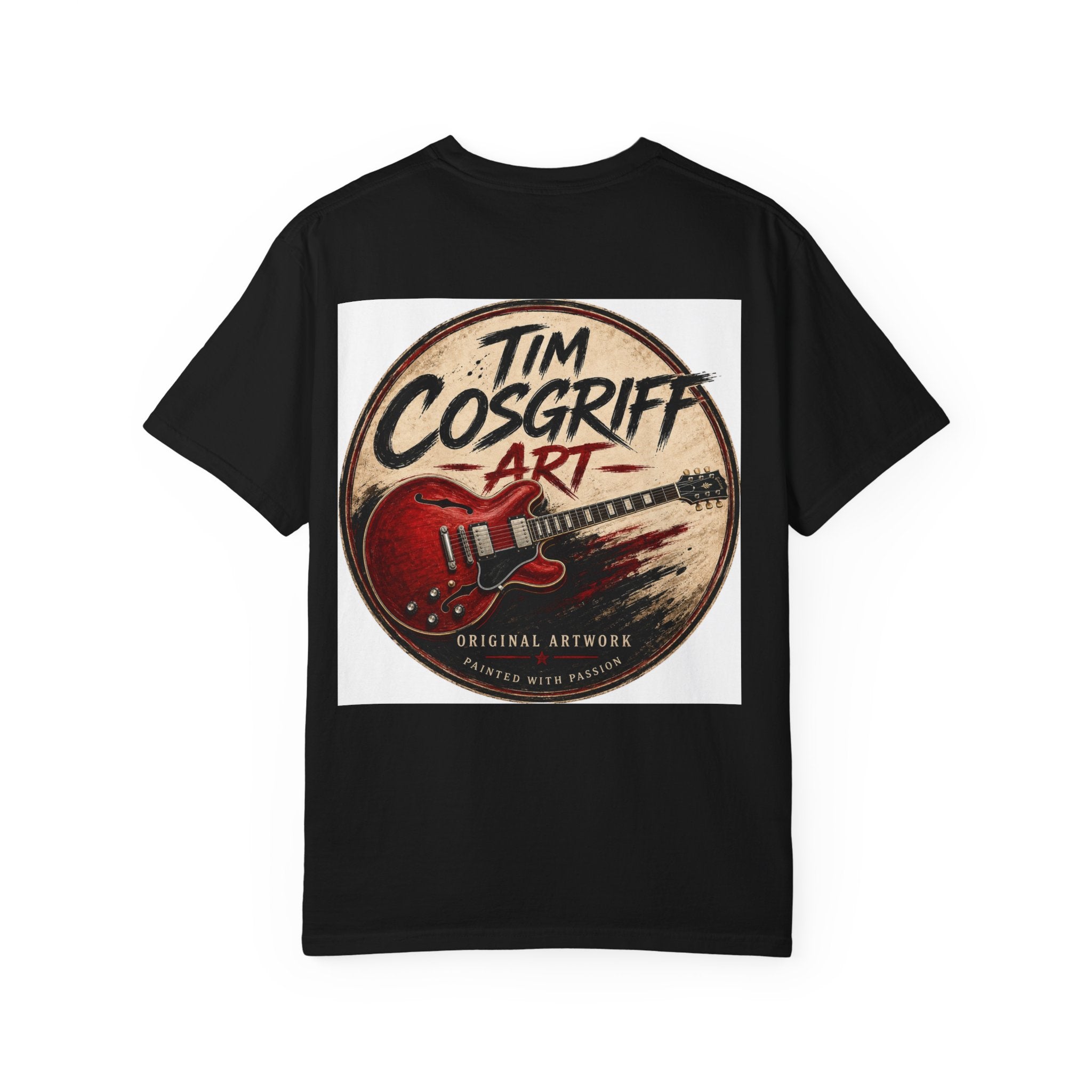 Guitarist Portrait T‑Shirt — Vintage Rock Artwork (Tim Cosgriff Art)