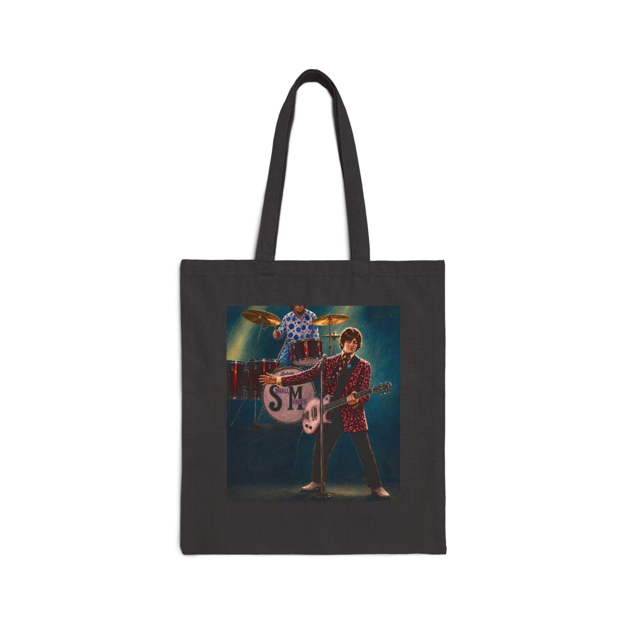 Vintage Rock Band Tote Bag – 'SM' Drummer & Guitarist Canvas Tote