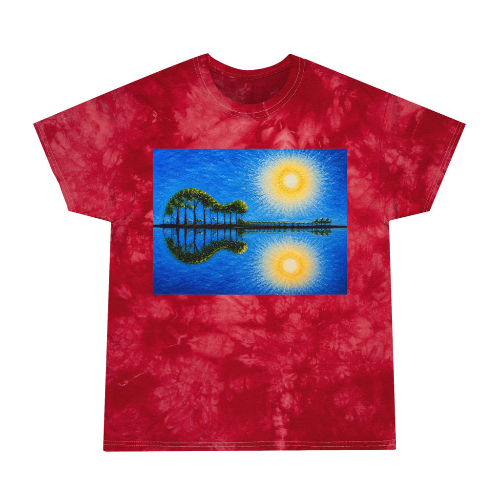 ES335 Guitar Tie Dye Tee with Sunrise Reflection Original Artwork