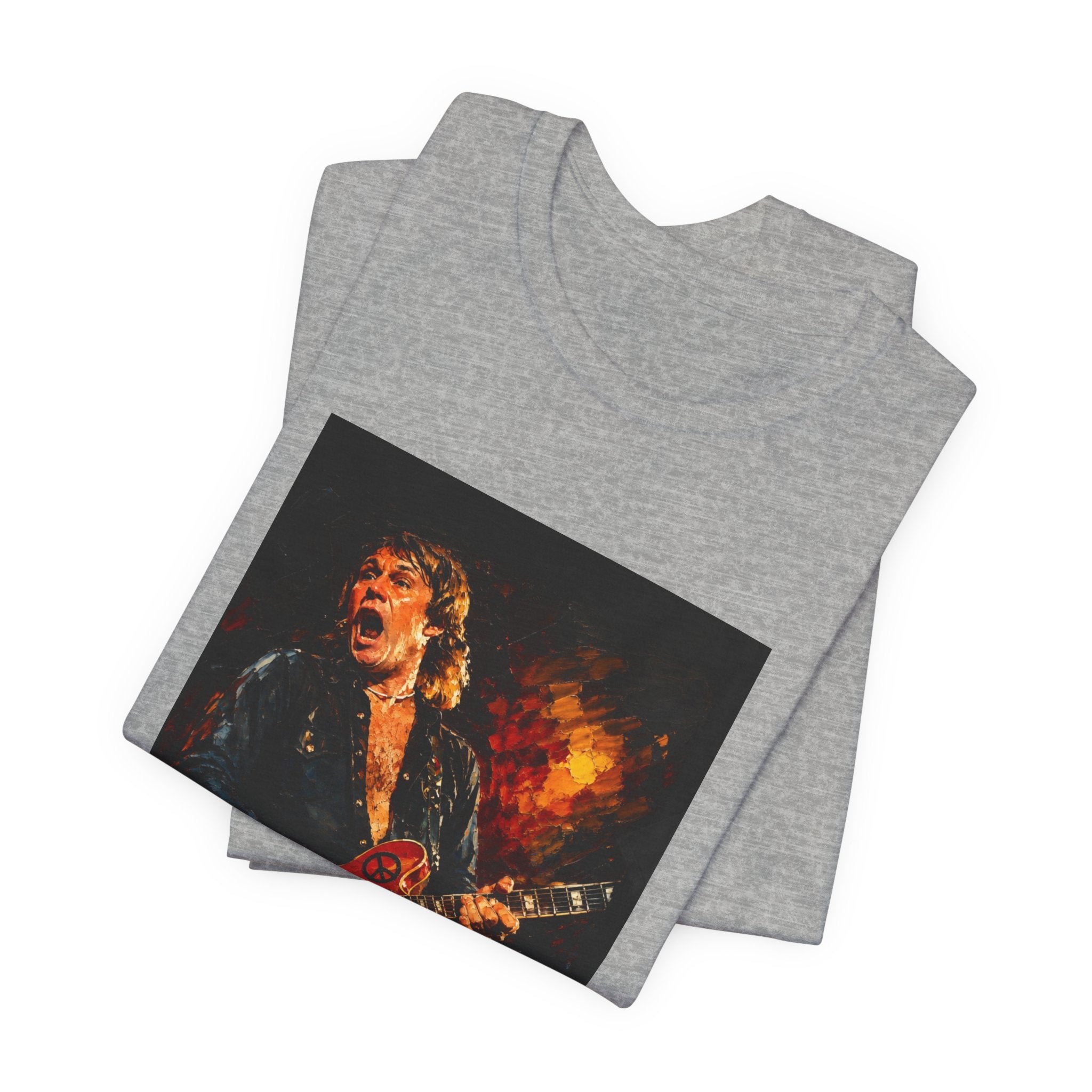 Rock Guitarist Graphic Tee — Fiery Electric Guitar Player T-Shirt