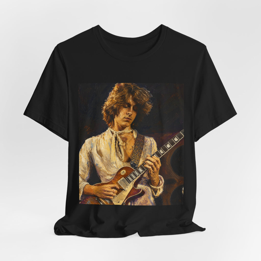 Vintage Rock Guitarist Photo Tee — Retro Music Band T-Shirt
