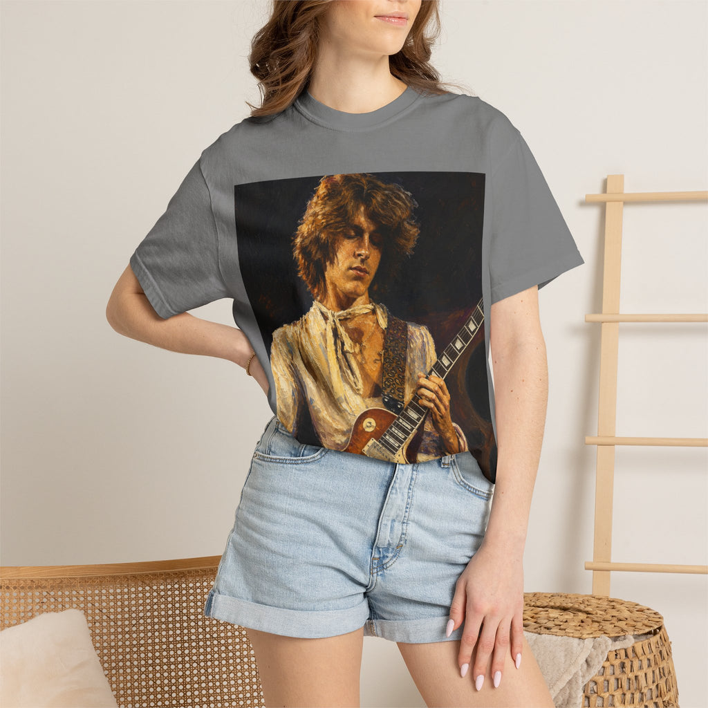 Guitarist Portrait T‑Shirt — Vintage Rock Artwork (Tim Cosgriff Art)