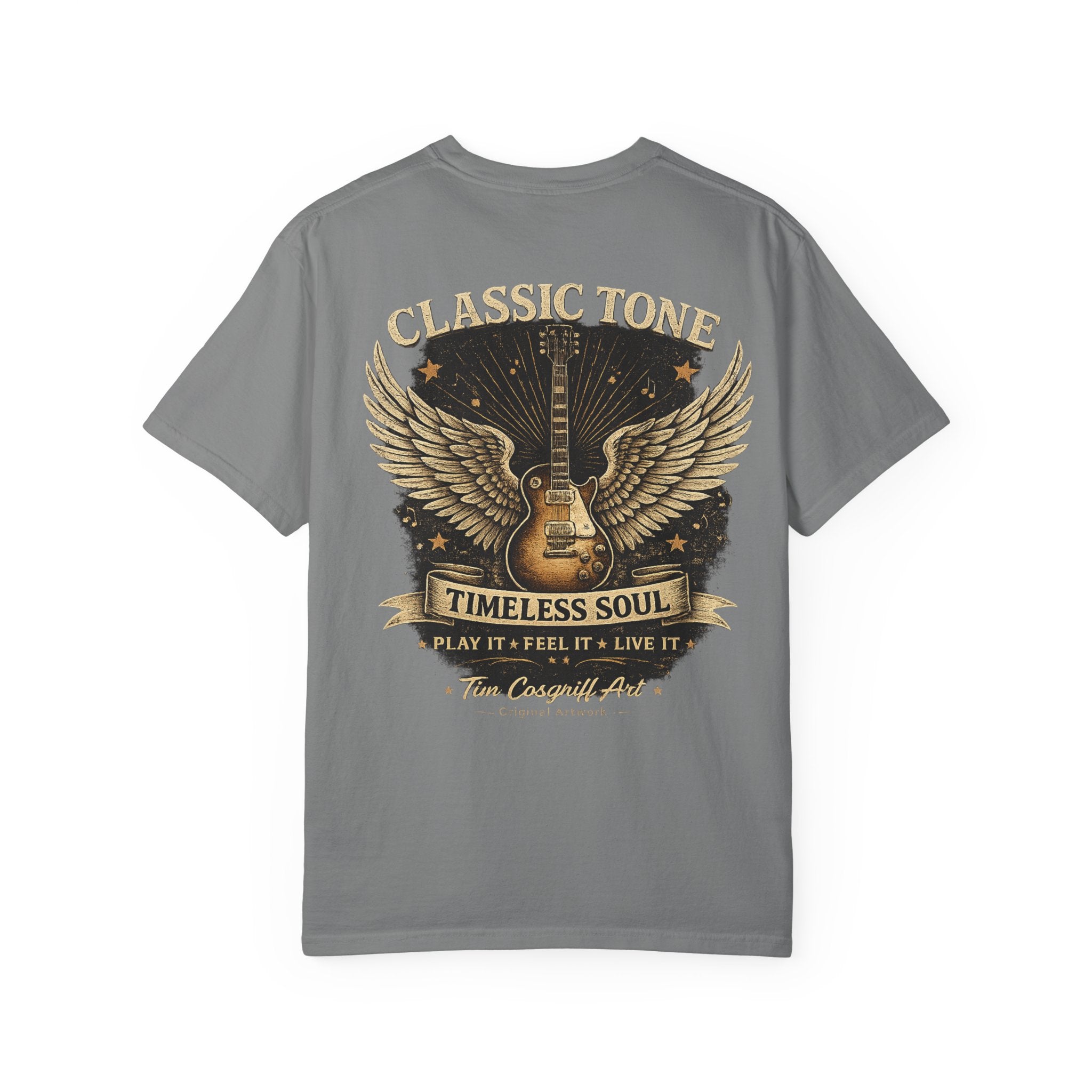 Classic Rock Guitar T-Shirt — Timeless Soul & Jimi Tribute Graphic Tee
