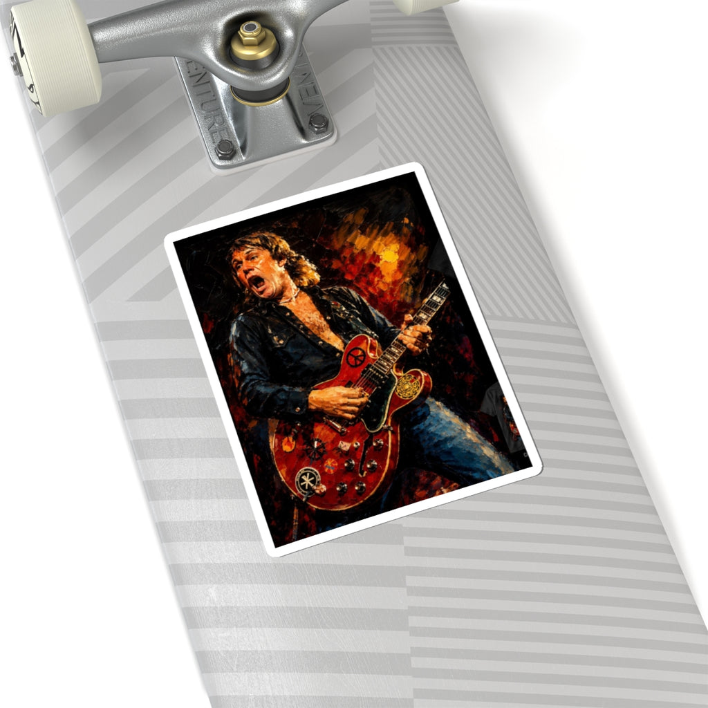 Rock Guitarist Kiss-Cut Sticker — Vintage Concert Art Sticker