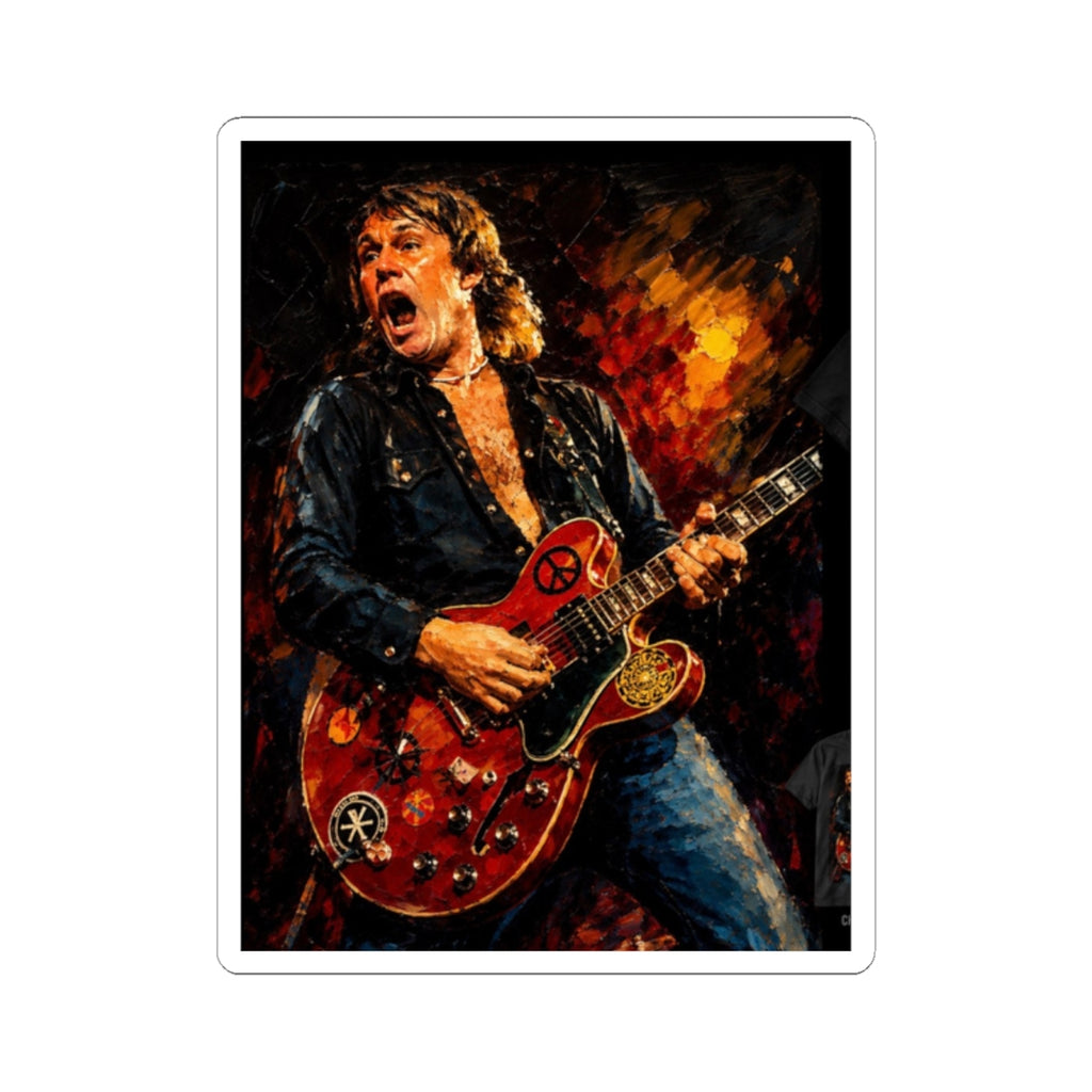Rock Guitarist Kiss-Cut Sticker — Vintage Concert Art Sticker