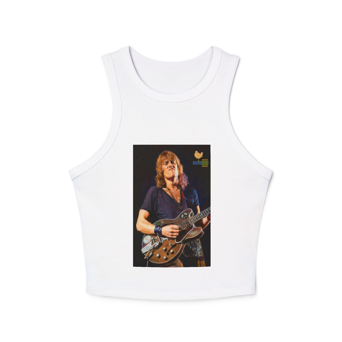 Alvin Lee at Woodstock Classic Rock Guitar Crop Racer Tank