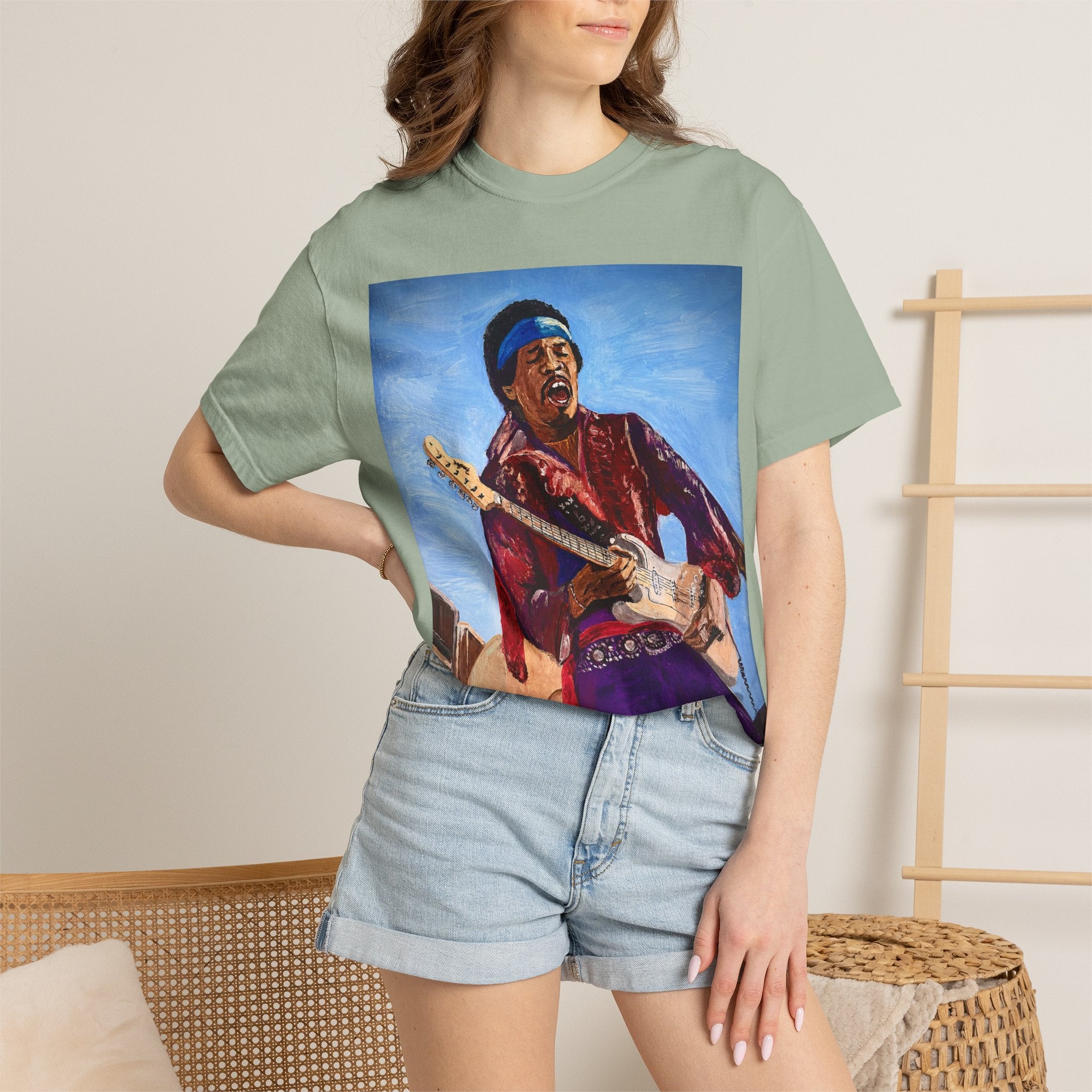Classic Rock Guitar T-Shirt — Timeless Soul & Jimi Tribute Graphic Tee