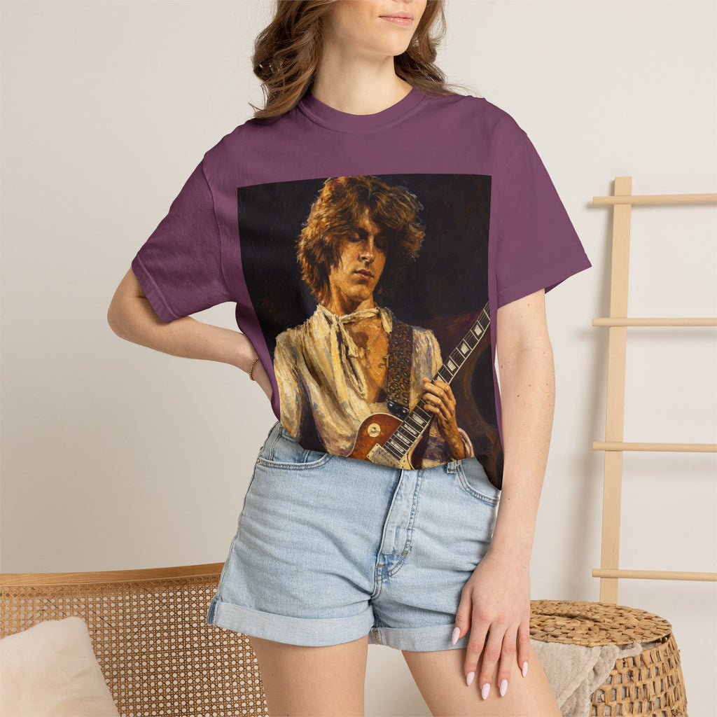 Guitarist Portrait T‑Shirt — Vintage Rock Artwork (Tim Cosgriff Art)