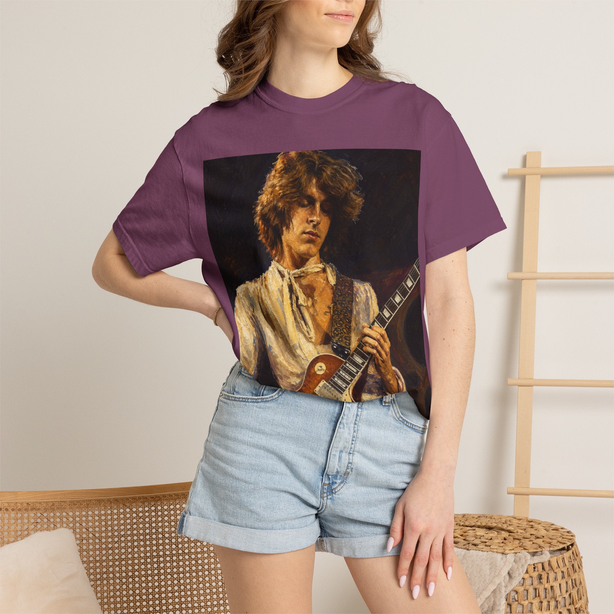 Guitarist Portrait T‑Shirt — Vintage Rock Artwork (Tim Cosgriff Art)