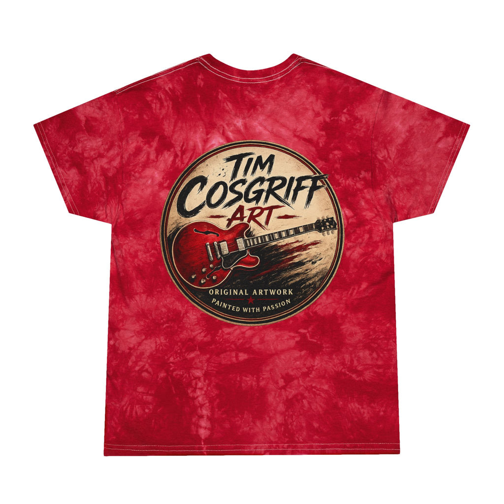 ES335 Guitar Tie Dye Tee with Sunrise Reflection Original Artwork